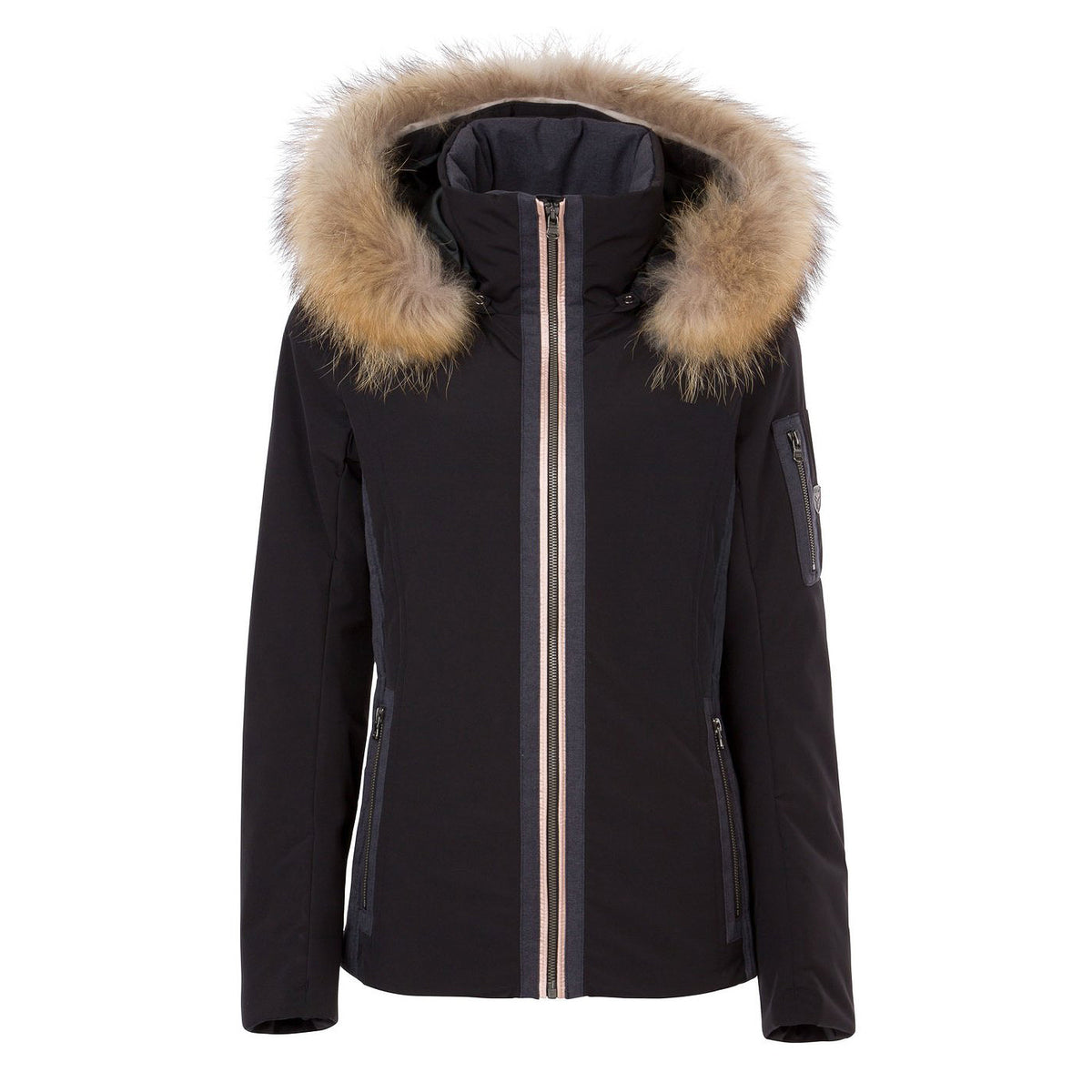 Fera Danielle Faux Fur Ski Jacket 2019 Black Rose Gold Charcoal