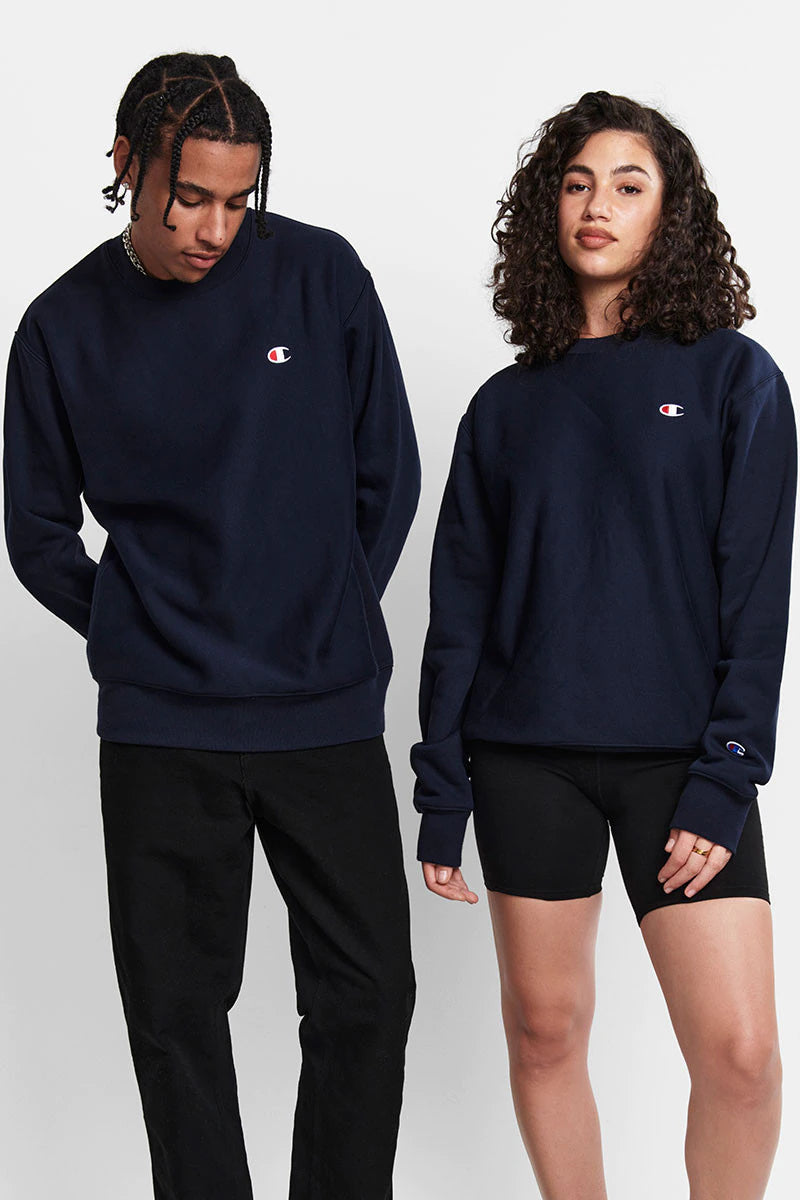 Reverse Weave Crew Navy