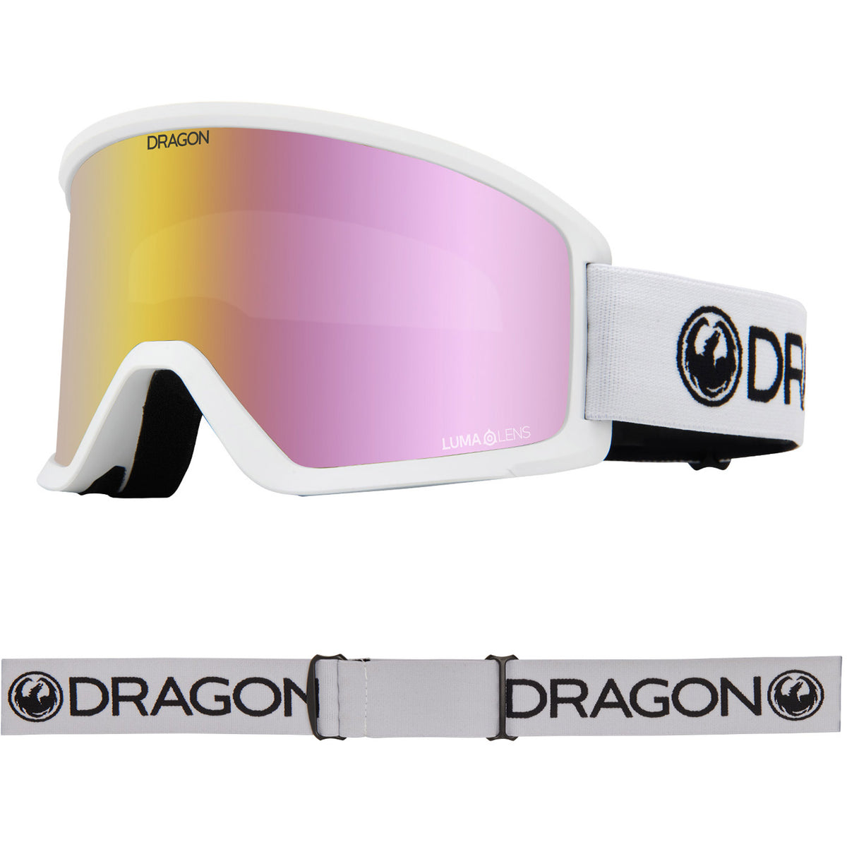 Dragon DX3 OTG Snow Goggles 2023 White Lumalens Pink Ion Lens