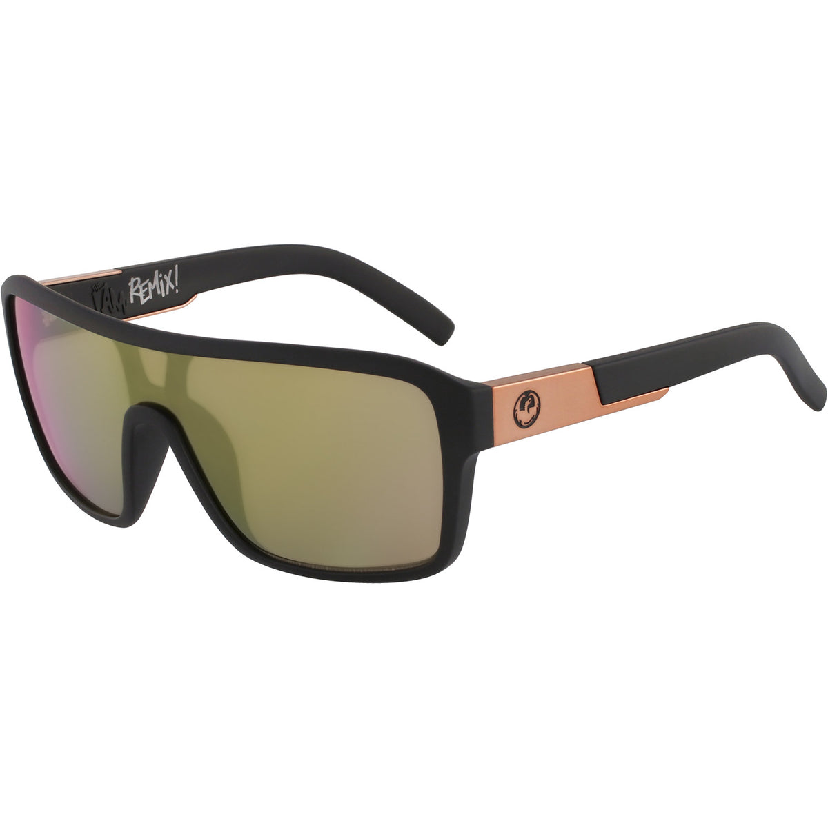 Dragon Remix Sunglasses Matte Black w/ Lumalens Rose Gold Ion