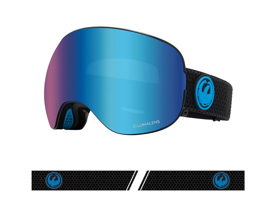 Dragon X2 Snow Goggles 2023 Split Lumalens Blue Ion Lens With Lumalens Amber Lens