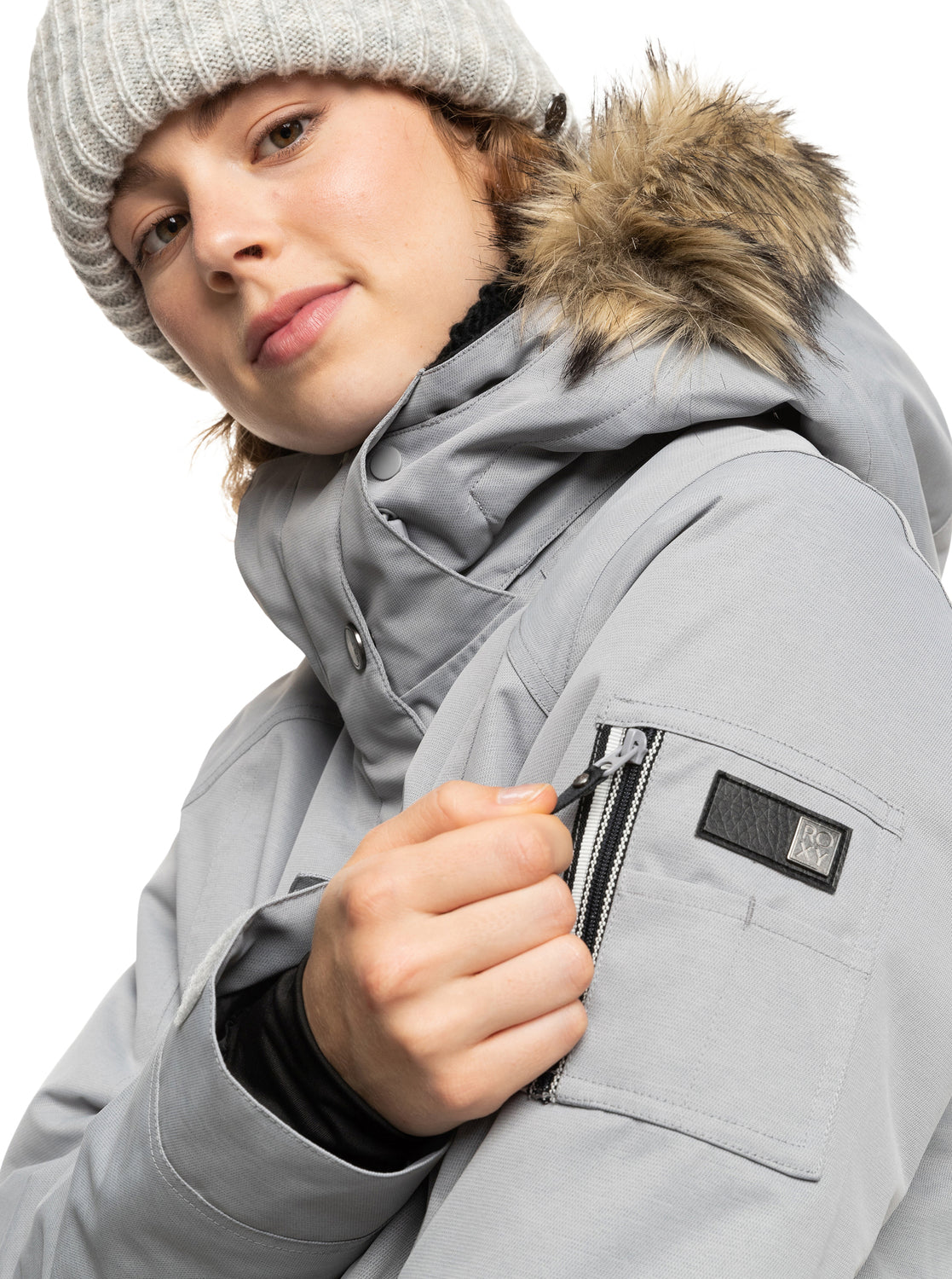 Roxy Womens Meade Insulated Snow Jacket Grey Heather