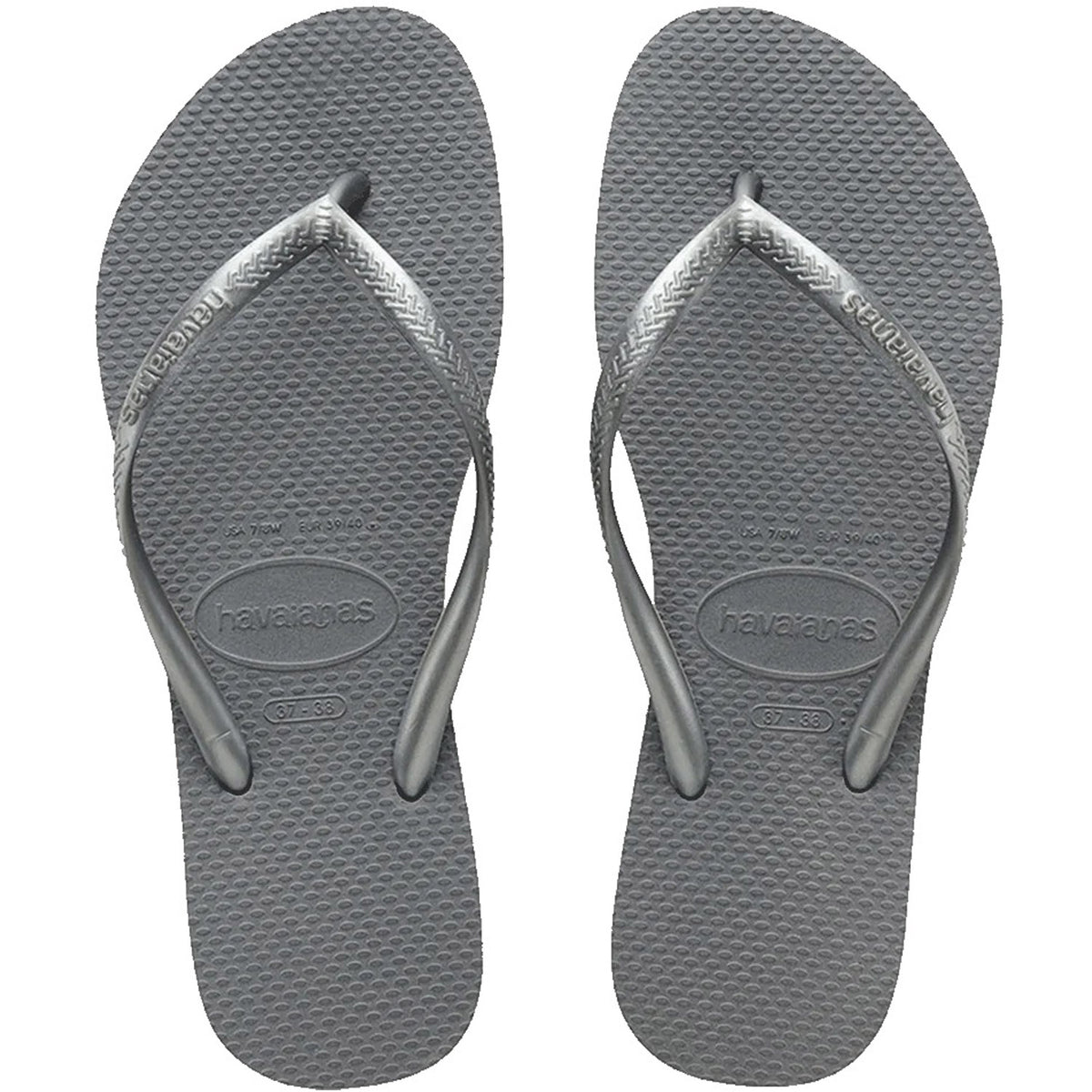 Slim Metallic Thongs Steel Grey
