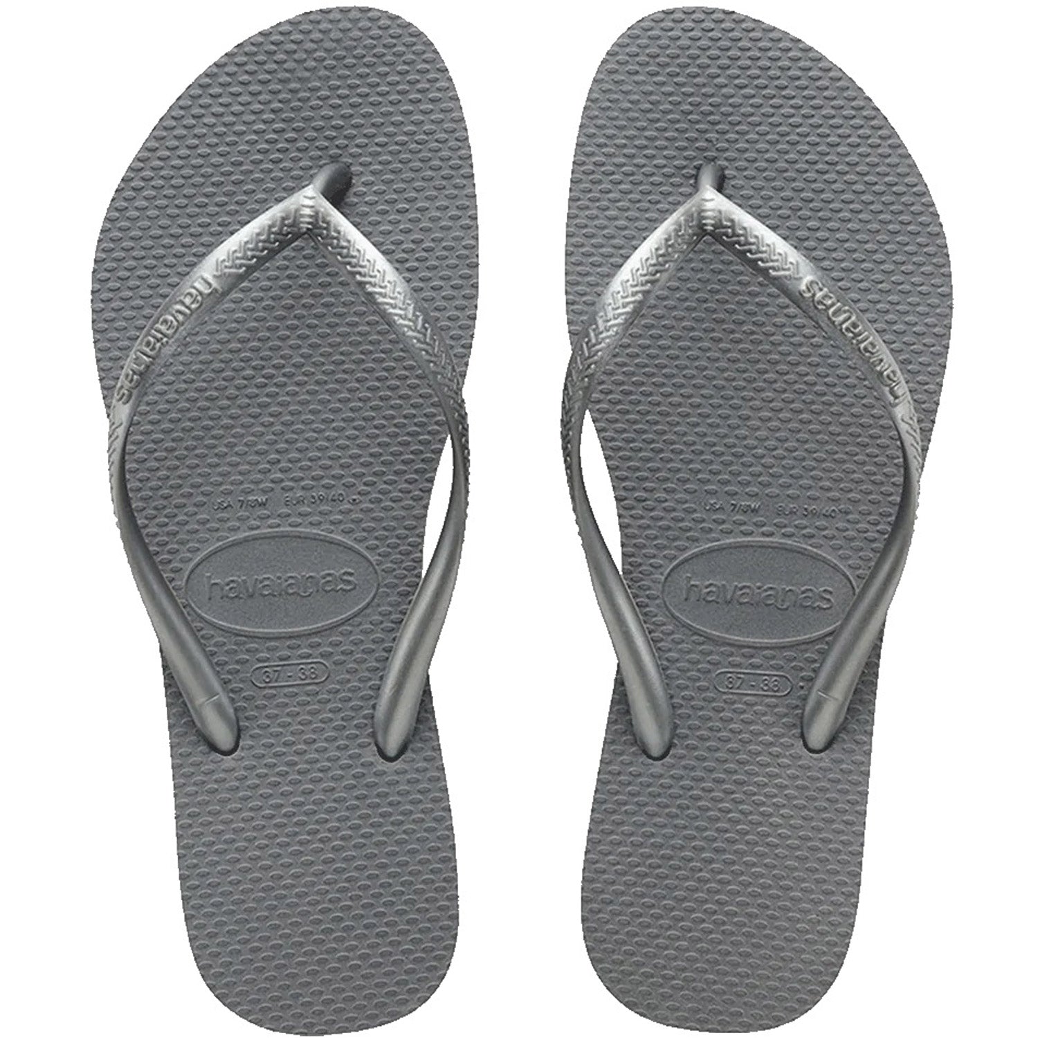 Slim Metallic Thongs Steel Grey