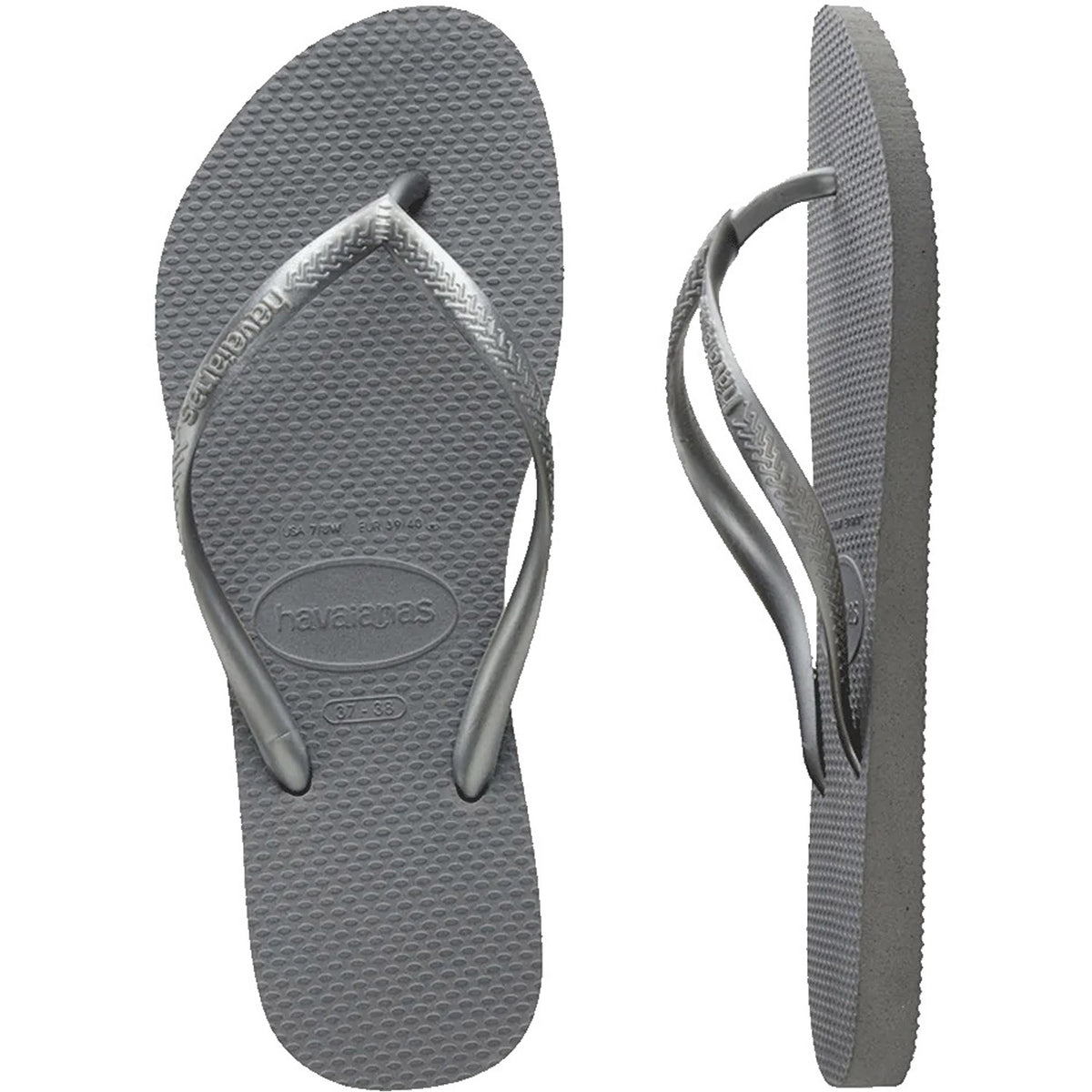 Slim Metallic Thongs Steel Grey