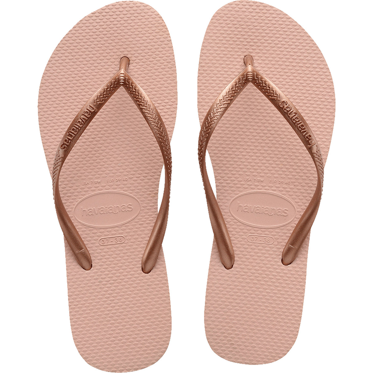 Slim Metallic Thongs Ballet Rose