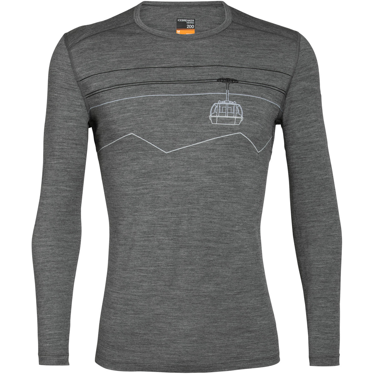 Mens 200 Oasis Peak to Peak Lift Long Sleeve Crewe Thermal Top Gritstone Heather