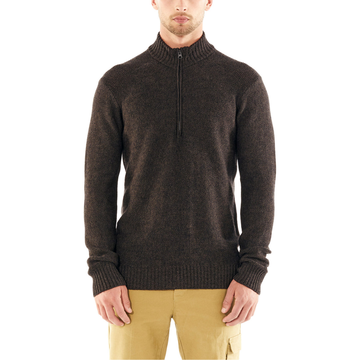 Icebreaker Mens Waypoint Long Sleeve Halfzip Skivvy Peat Heather