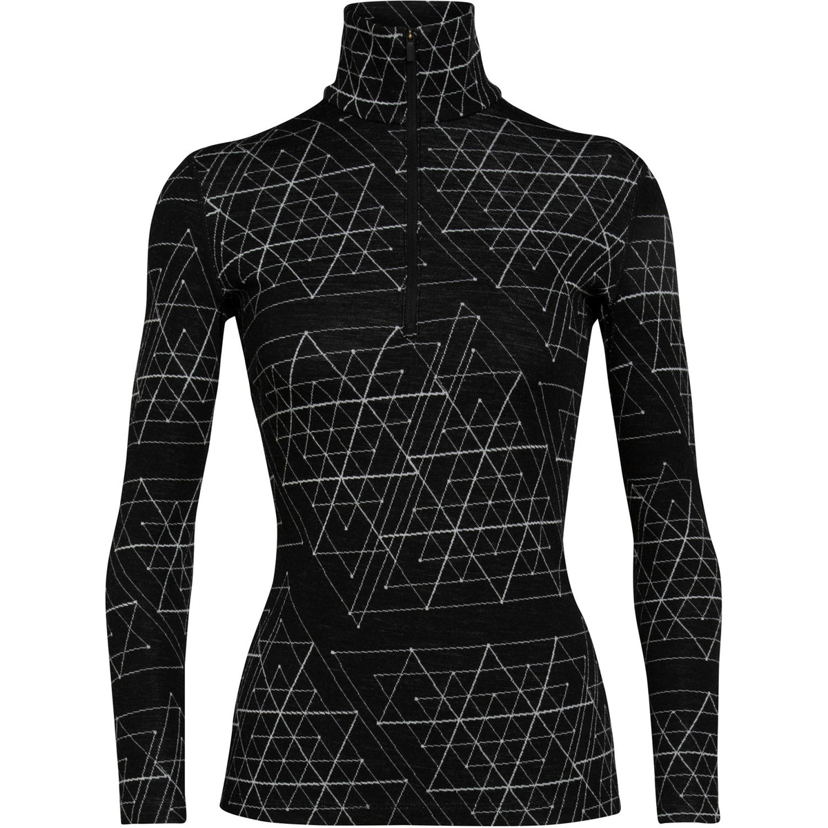 Icebreaker Womens 250 Vertex Long Sleeve Half Zip Thermal Top Ice Structure Black