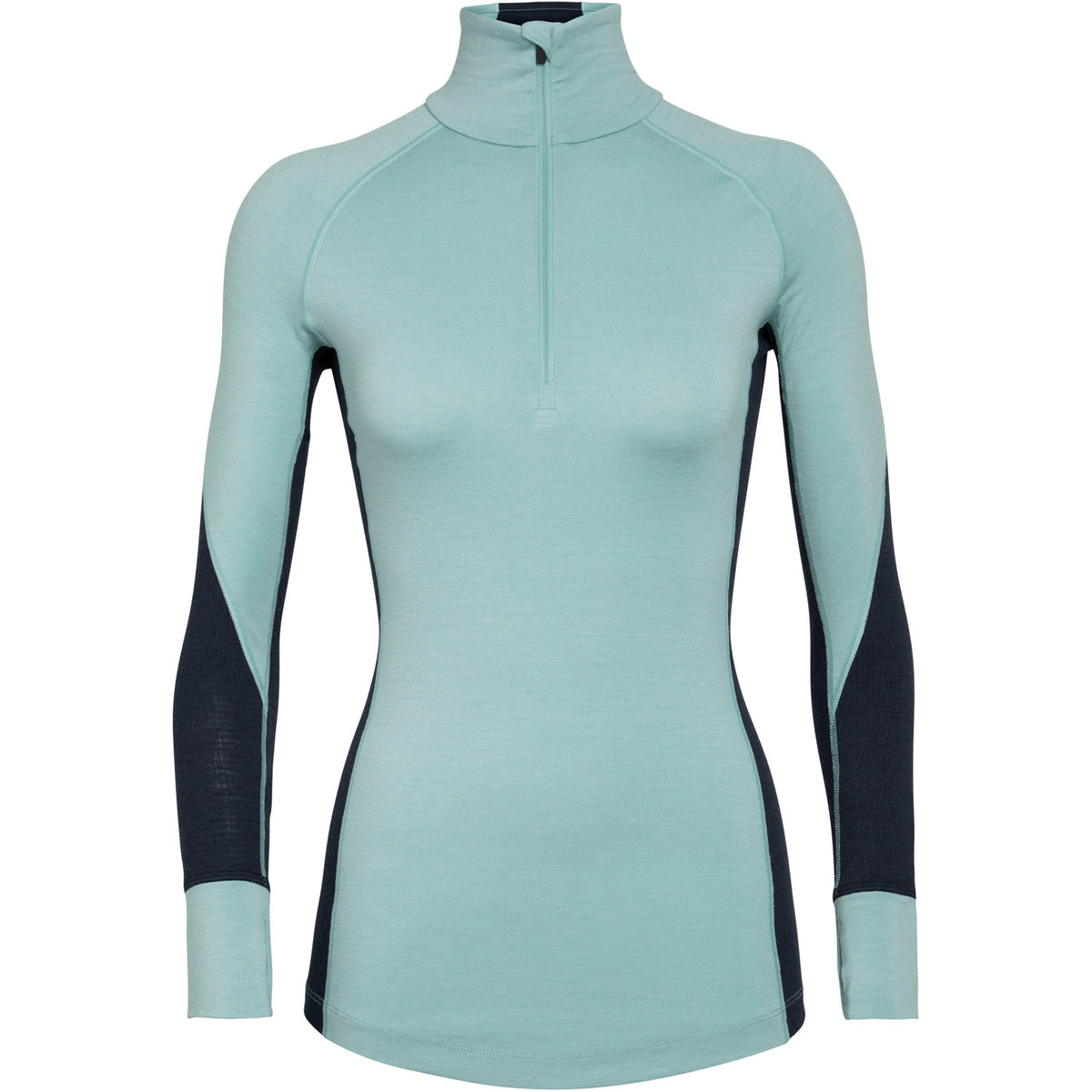 Icebreaker Womens BodyfitZone 260 Zone Long Sleeve Halfzip Skivvy Hydro/Midnight Navy
