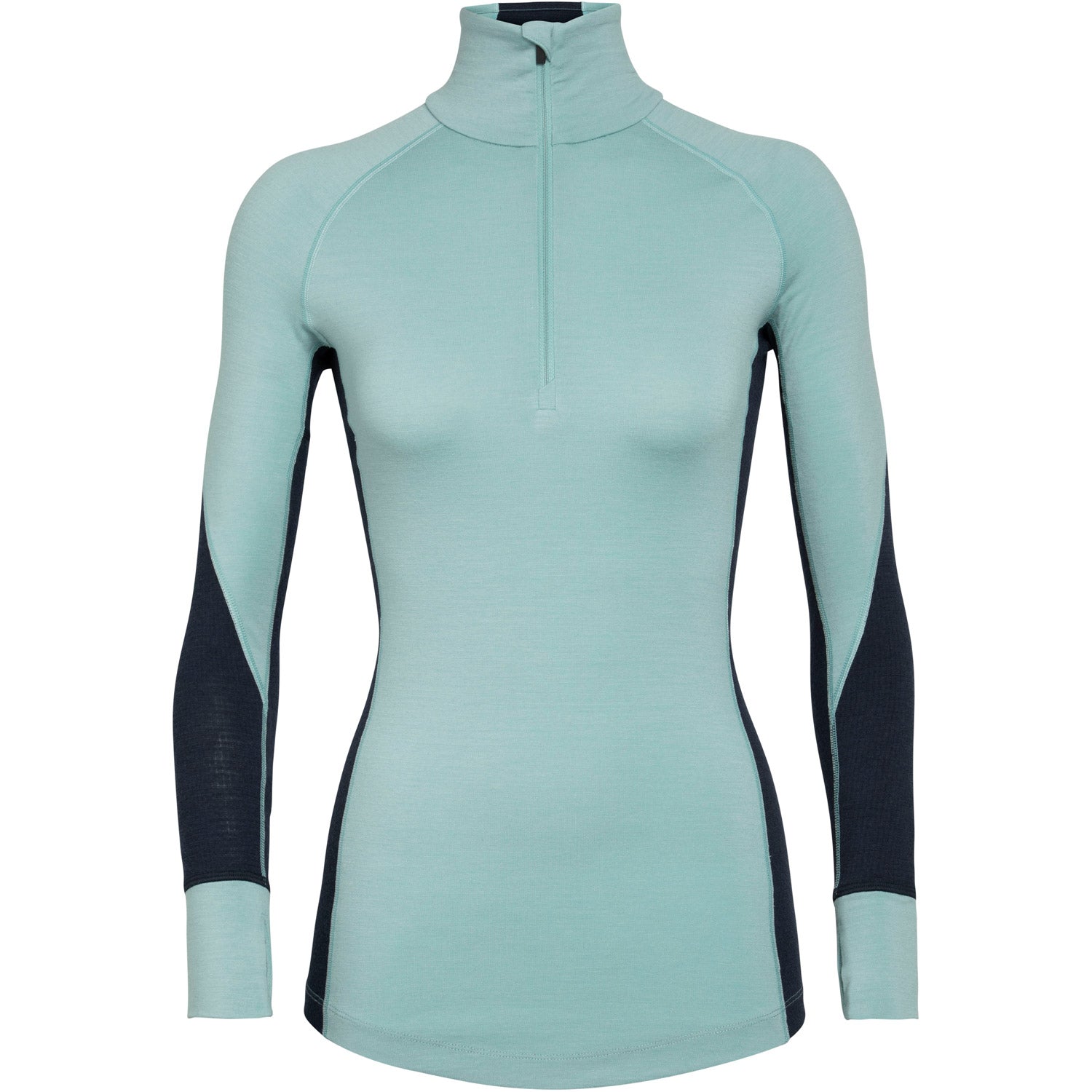 Icebreaker Womens BodyfitZone 260 Zone Long Sleeve Halfzip Skivvy Hydro/Midnight Navy