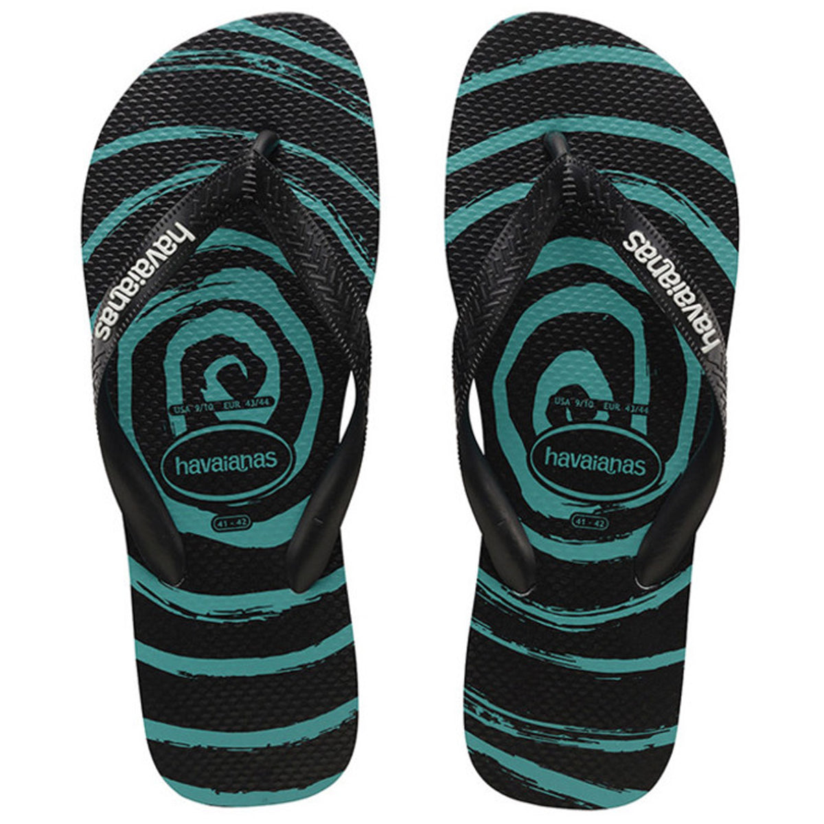 Kids Top Print Whirl Thongs Black Black