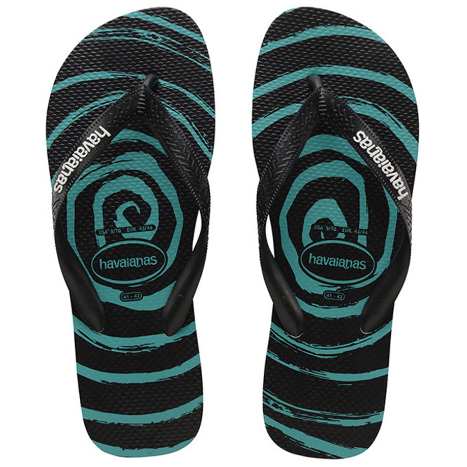 Kids Top Print Whirl Thongs Black Black