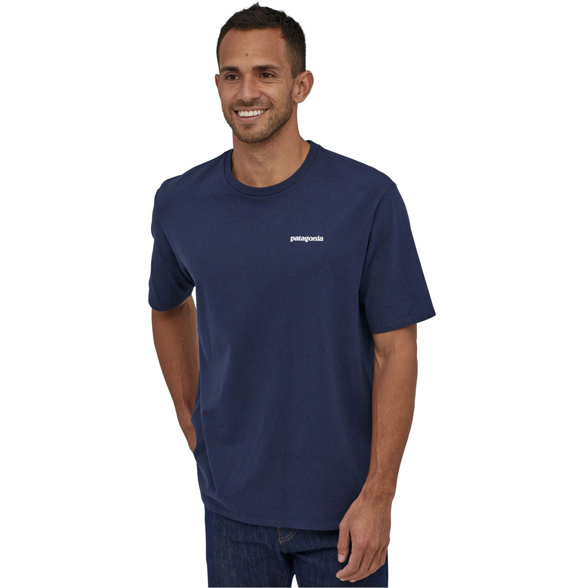 Patagonia Mens P-6 Logo Responsibili-Tee Classic Navy