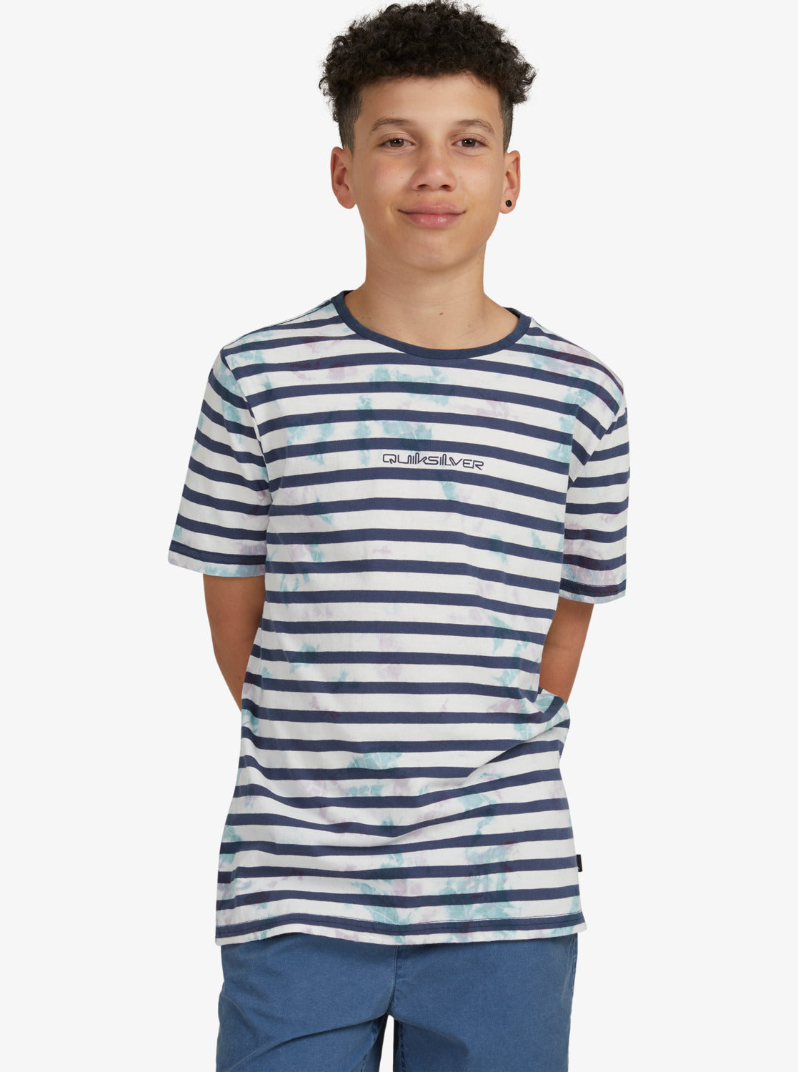 Quiksilver Boys 8-16 Frequency Stripe T-Shirt Insignia blue