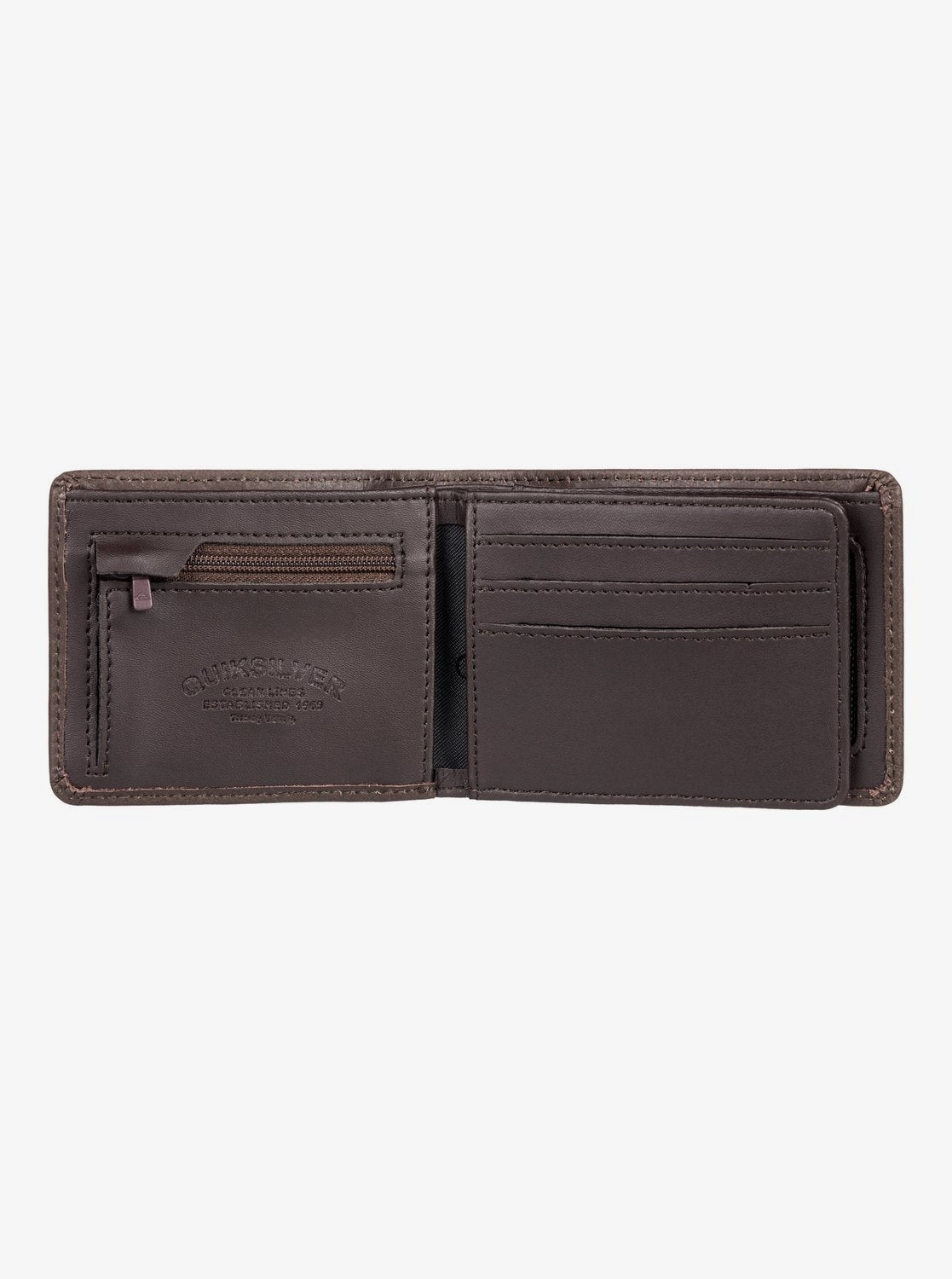 Quiksilver Mac Tri-Fold Leather Wallet Chocolate brown