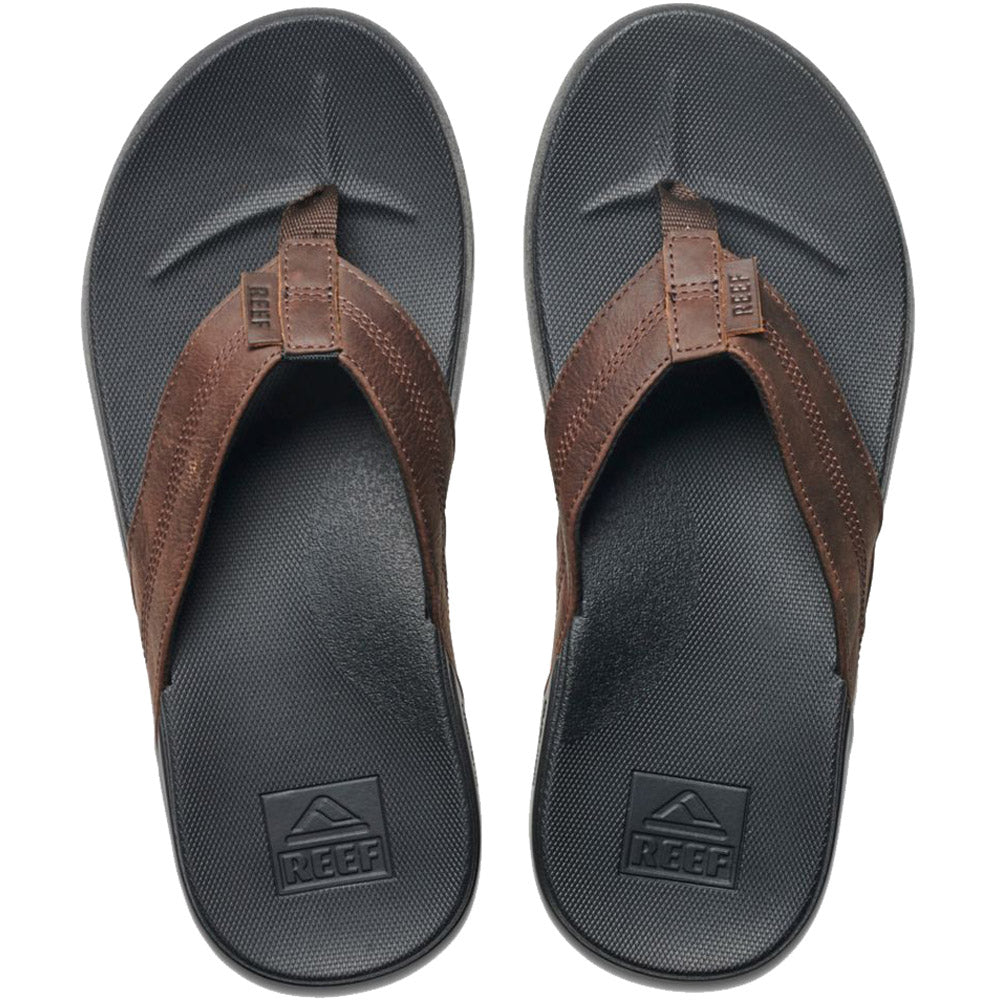 Reef Cushion Bounce Leather Thongs Black Brown