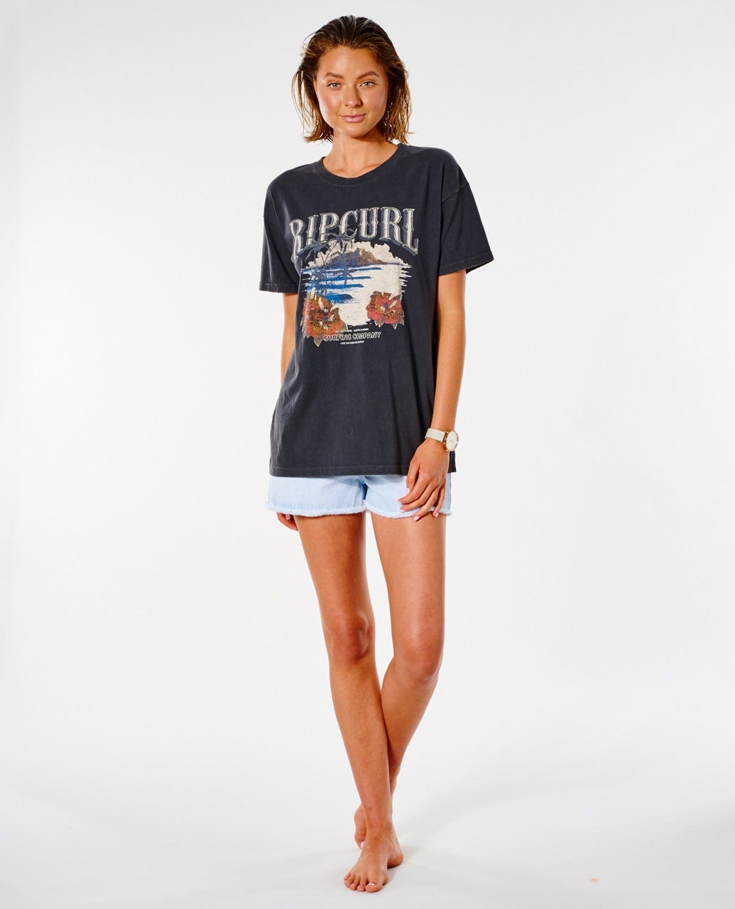 Rip Curl Authentic Surf Oversized Tee Washed black