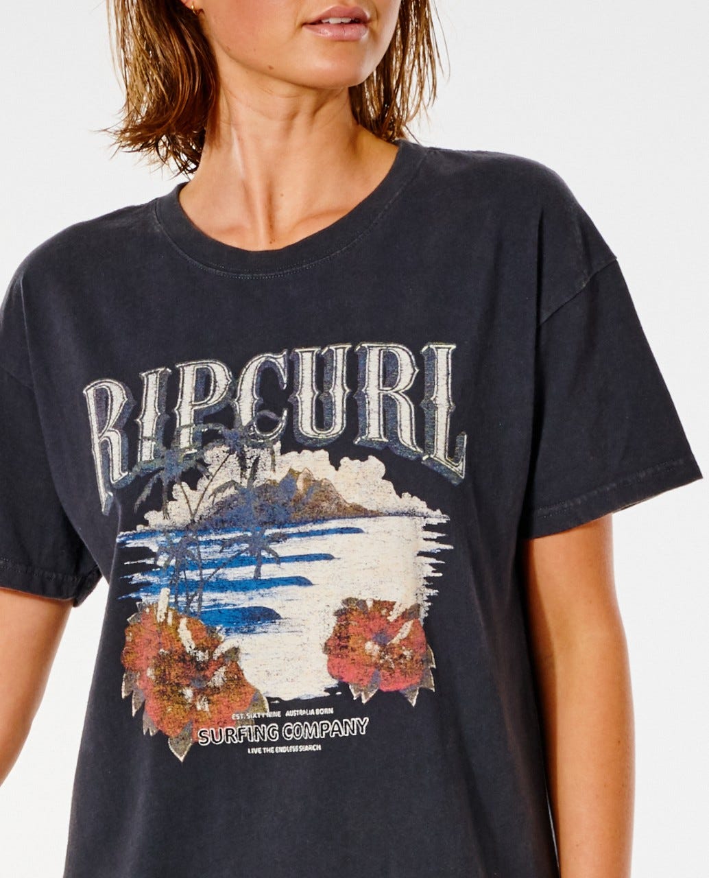 Rip Curl Authentic Surf Oversized Tee Washed black