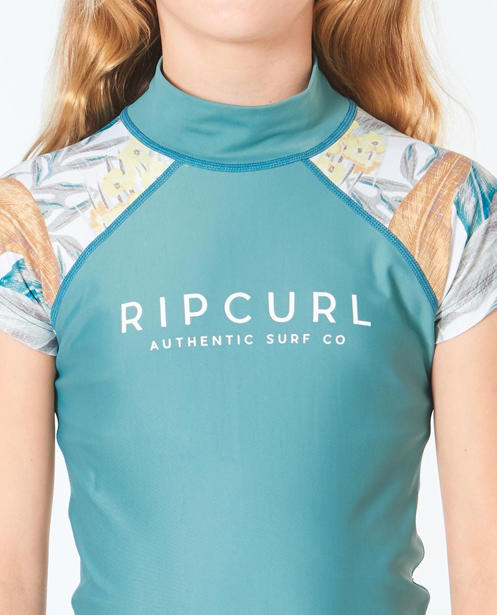 Rip Curl Cap Sleeve Rash Vest Girls (8 - 16 years) Green
