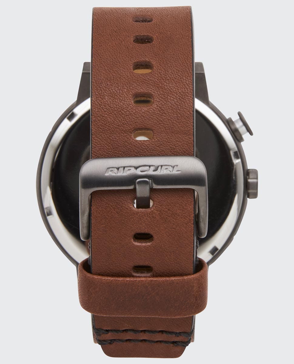 Rip Curl Detroit Analogue Leather Tide Watch Gunmetal