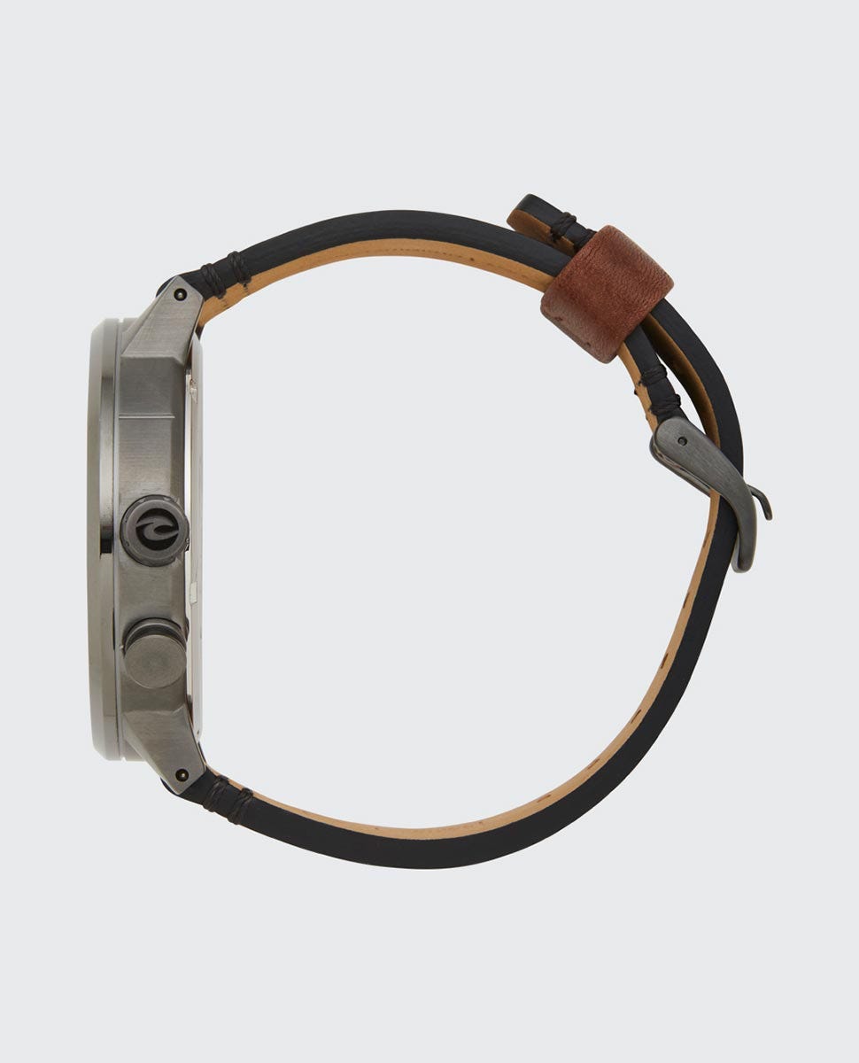 Rip Curl Detroit Analogue Leather Tide Watch Gunmetal