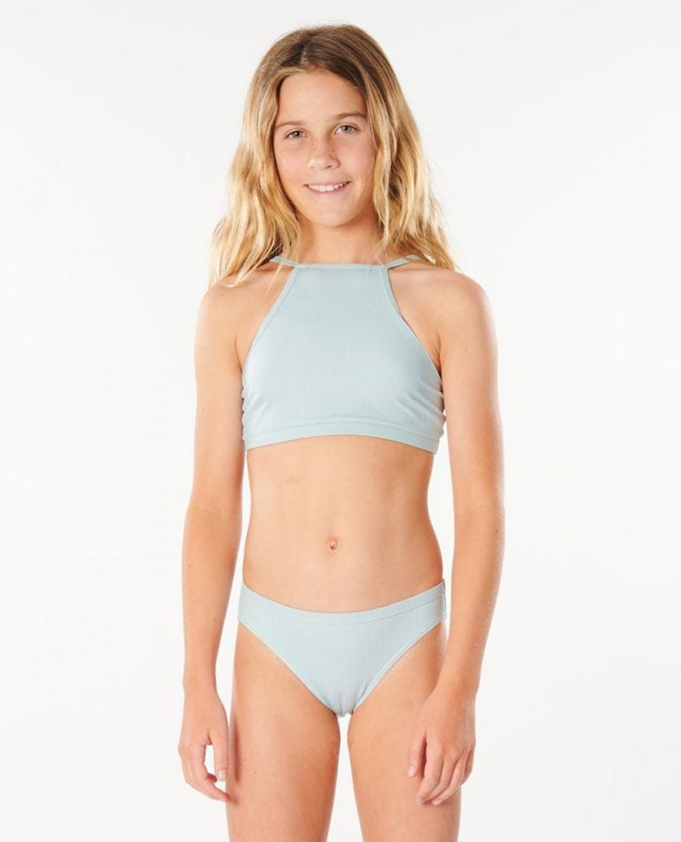 Rip Curl Girl Luxe Rib Bikini Set  (8 - 16 years) Light blue