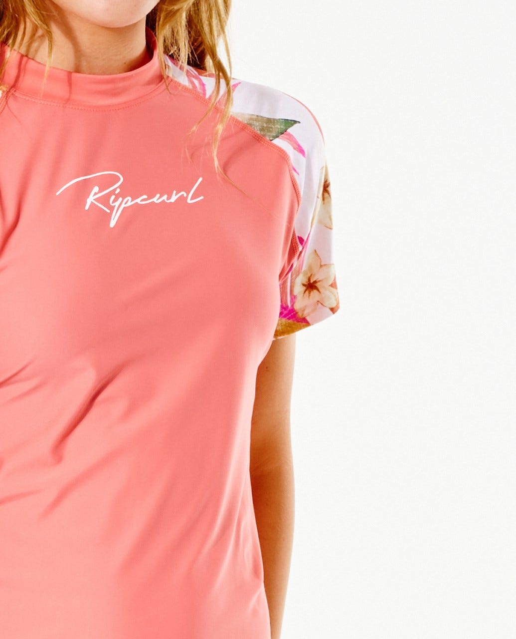 Rip Curl Girls Short Sleeve Rash Vest (8-16 years) Pink