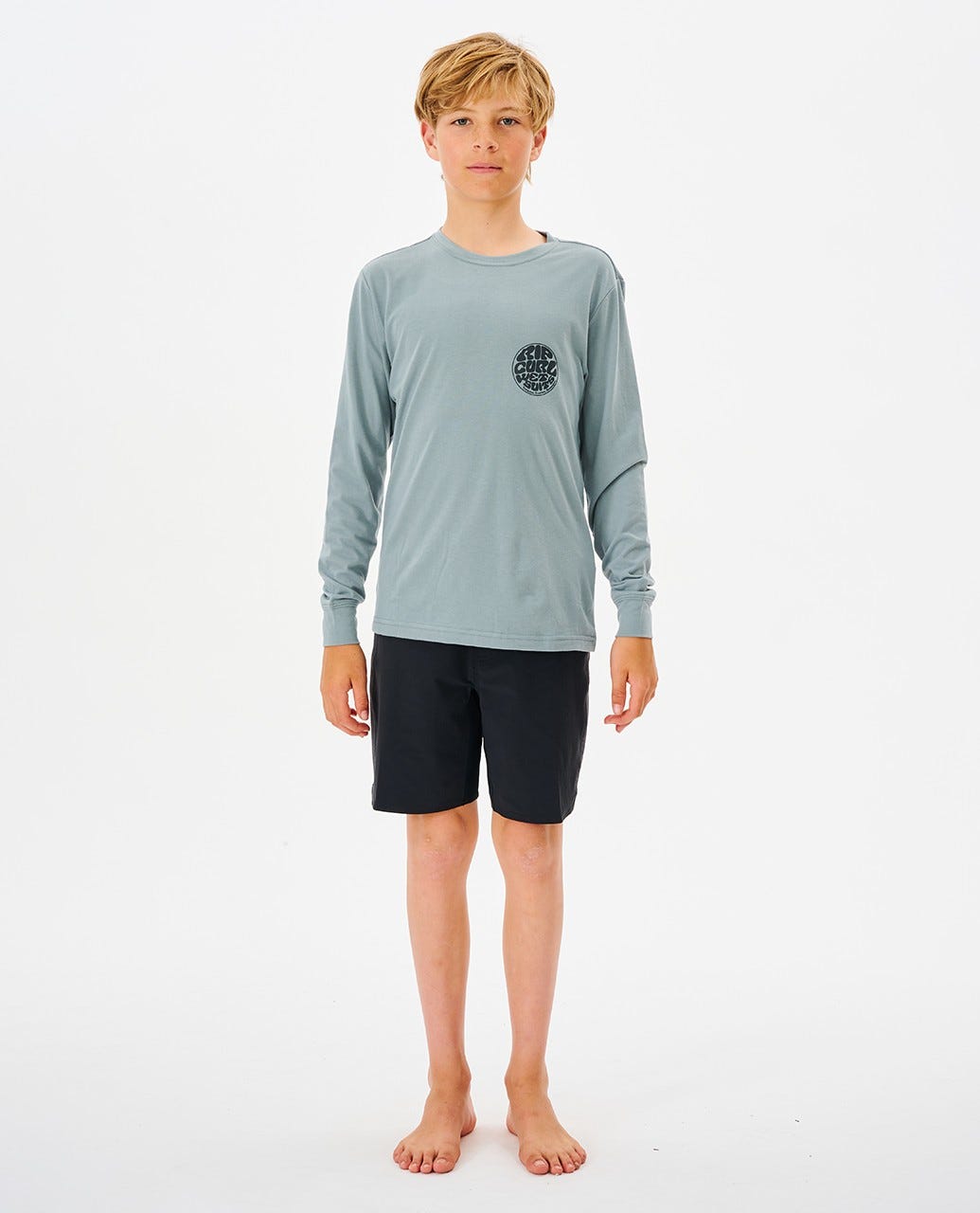 Rip Curl Icons Long Sleeve UV Rashguard - Boys (8-16 Years) MINERAL BLUE