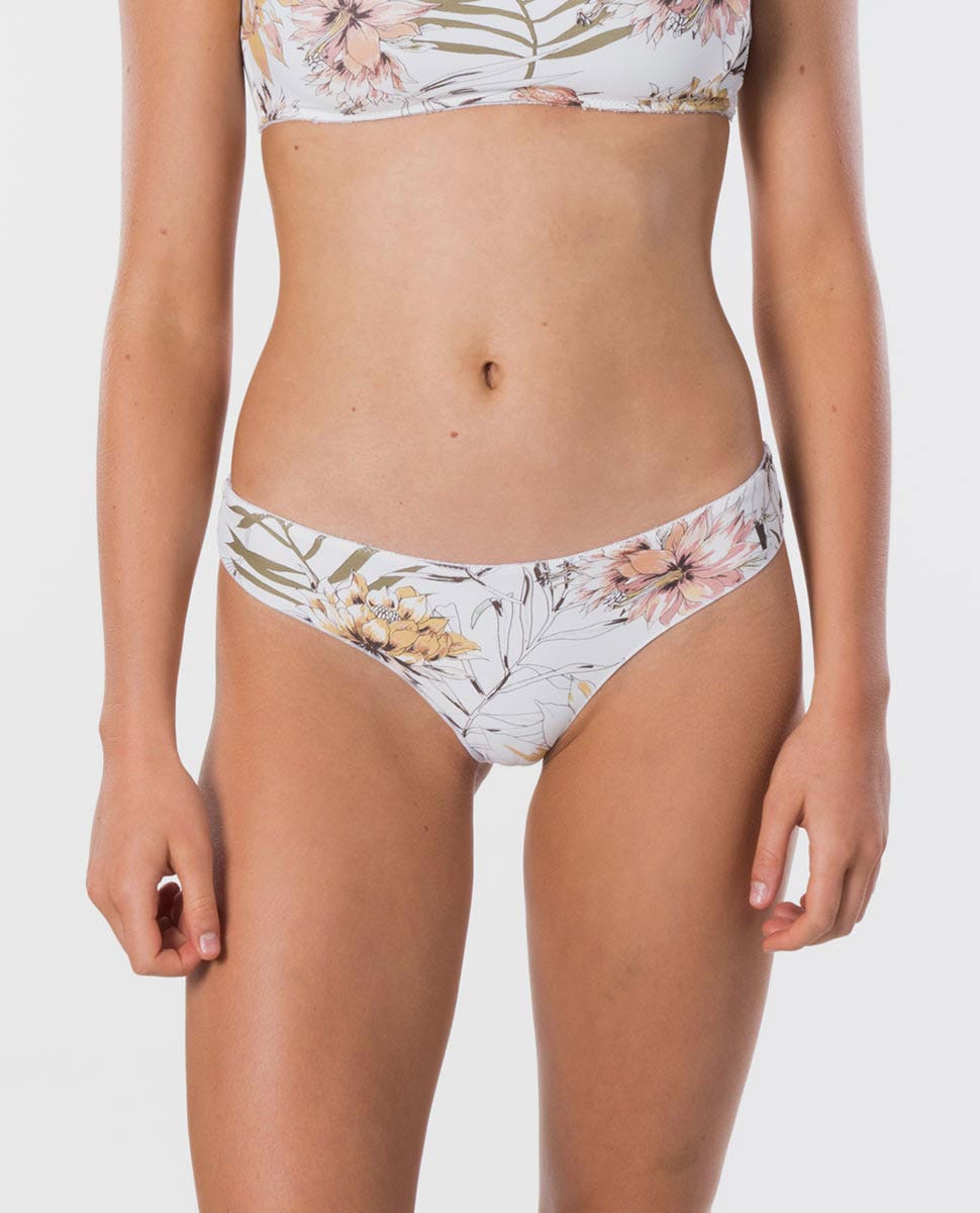 Rip Curl Playa Blanca Ruched Cheeky Coverage Bikini Pant White