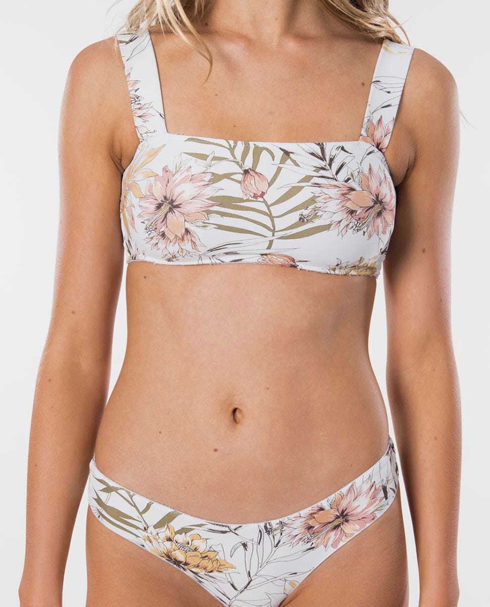 Rip Curl Playa Blanca Ruched Cheeky Coverage Bikini Pant White