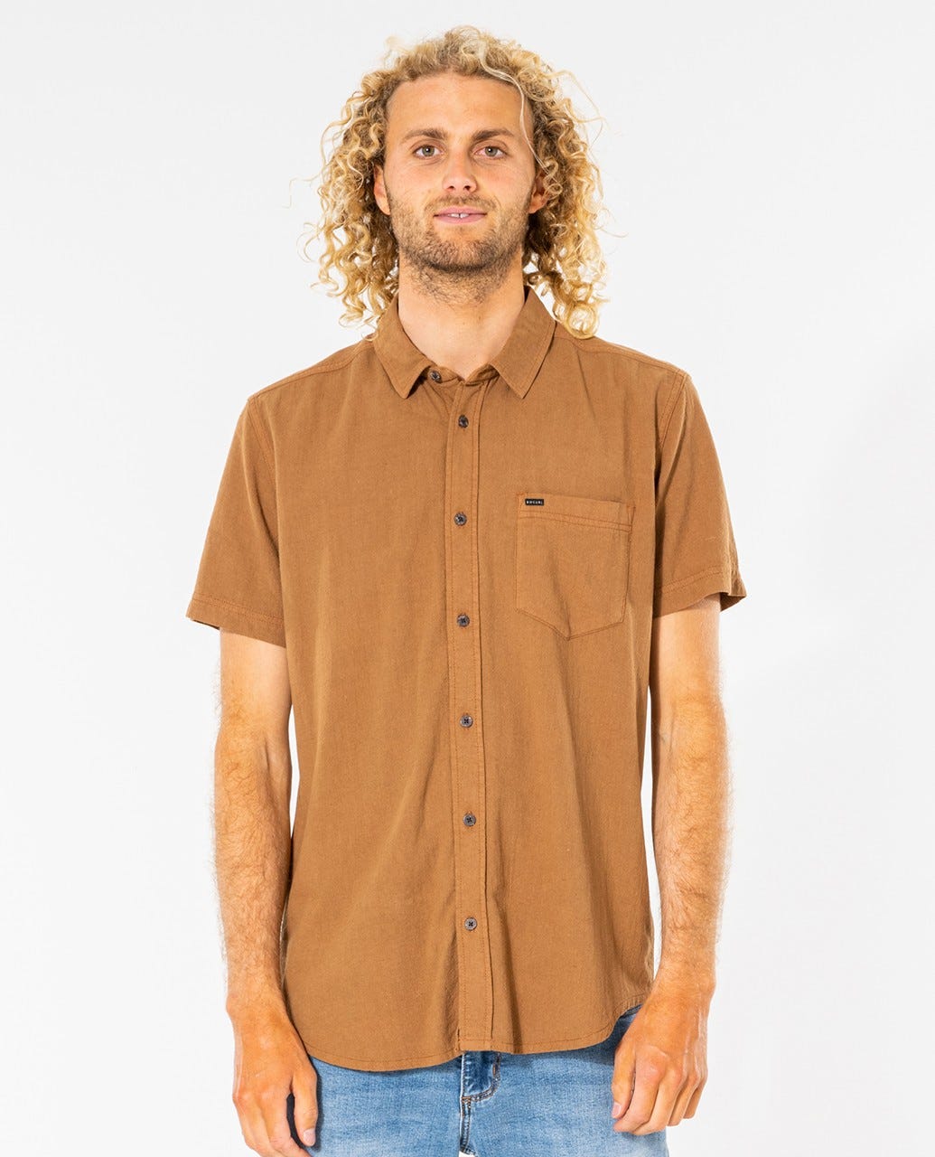 Rip Curl Washed Short Sleeve Shirt Gold