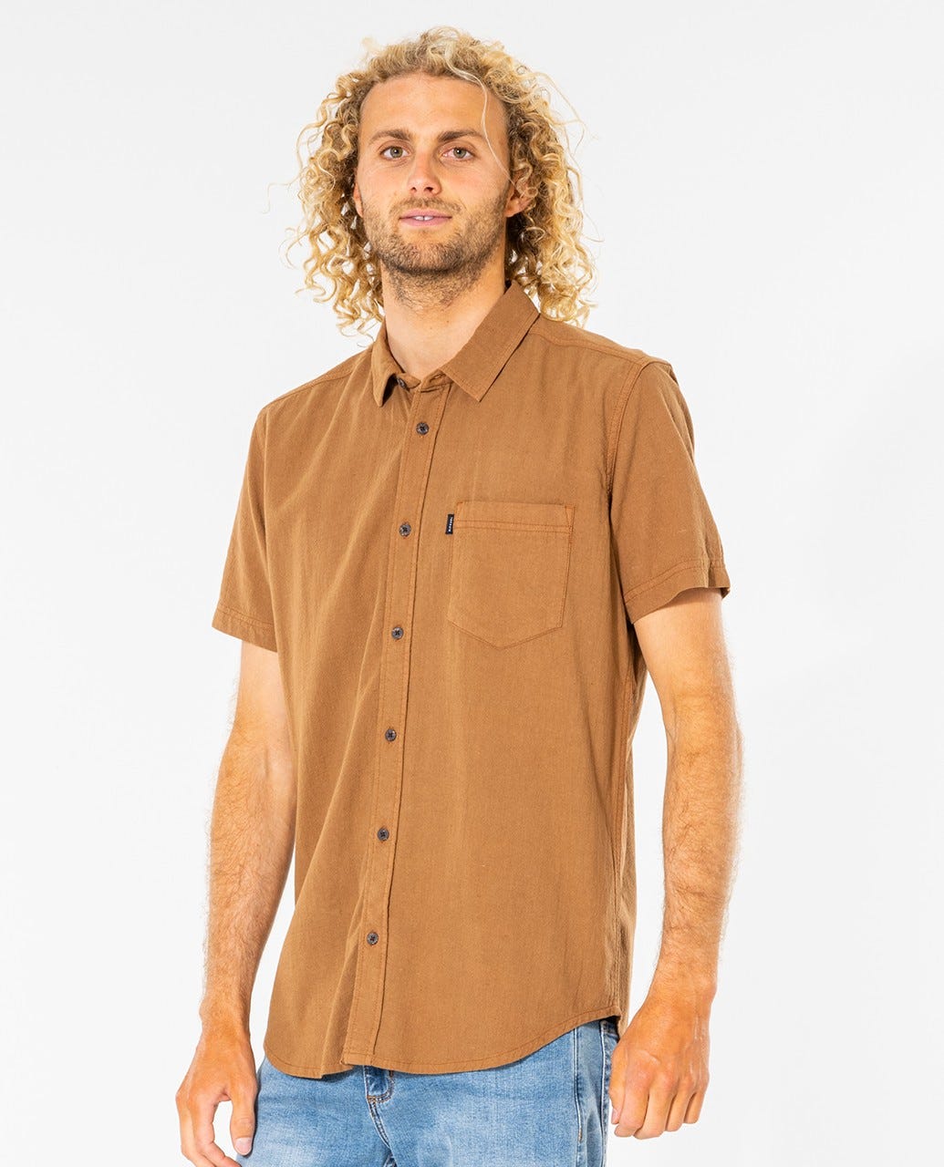 Rip Curl Washed Short Sleeve Shirt Gold