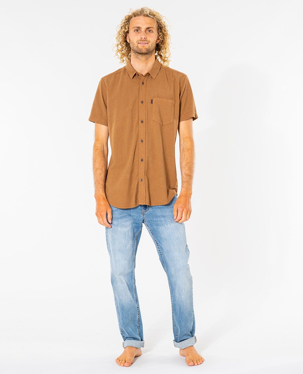 Rip Curl Washed Short Sleeve Shirt Gold