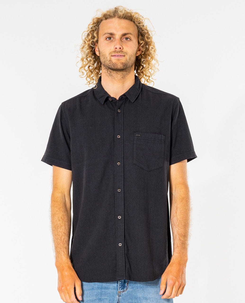 Rip Curl Washed Short Sleeve Shirt Washed black