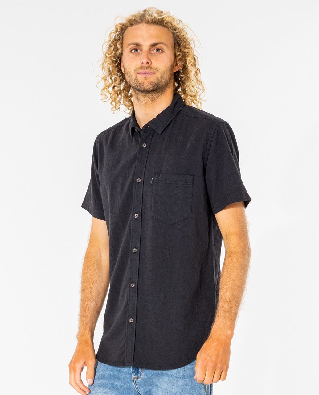 Rip Curl Washed Short Sleeve Shirt Washed black