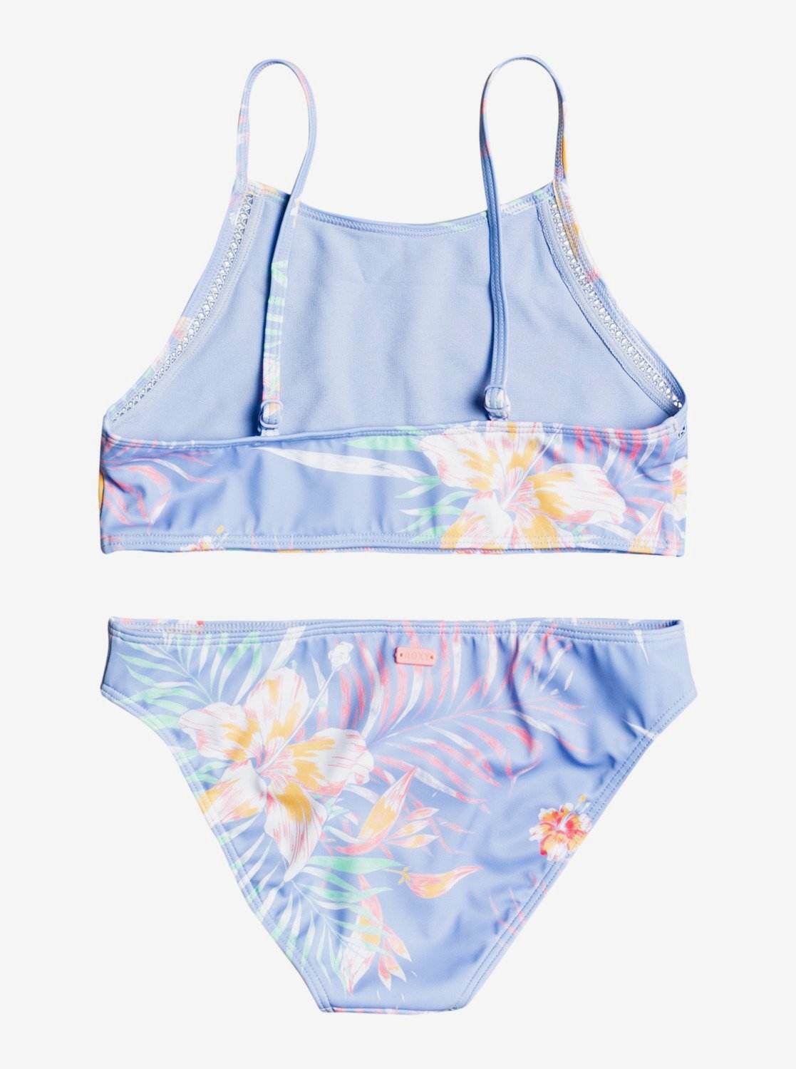Roxy Girls 8-16 The Heart Flower Crop Top Bikini Set Lavender Lustre Vintage Flow S