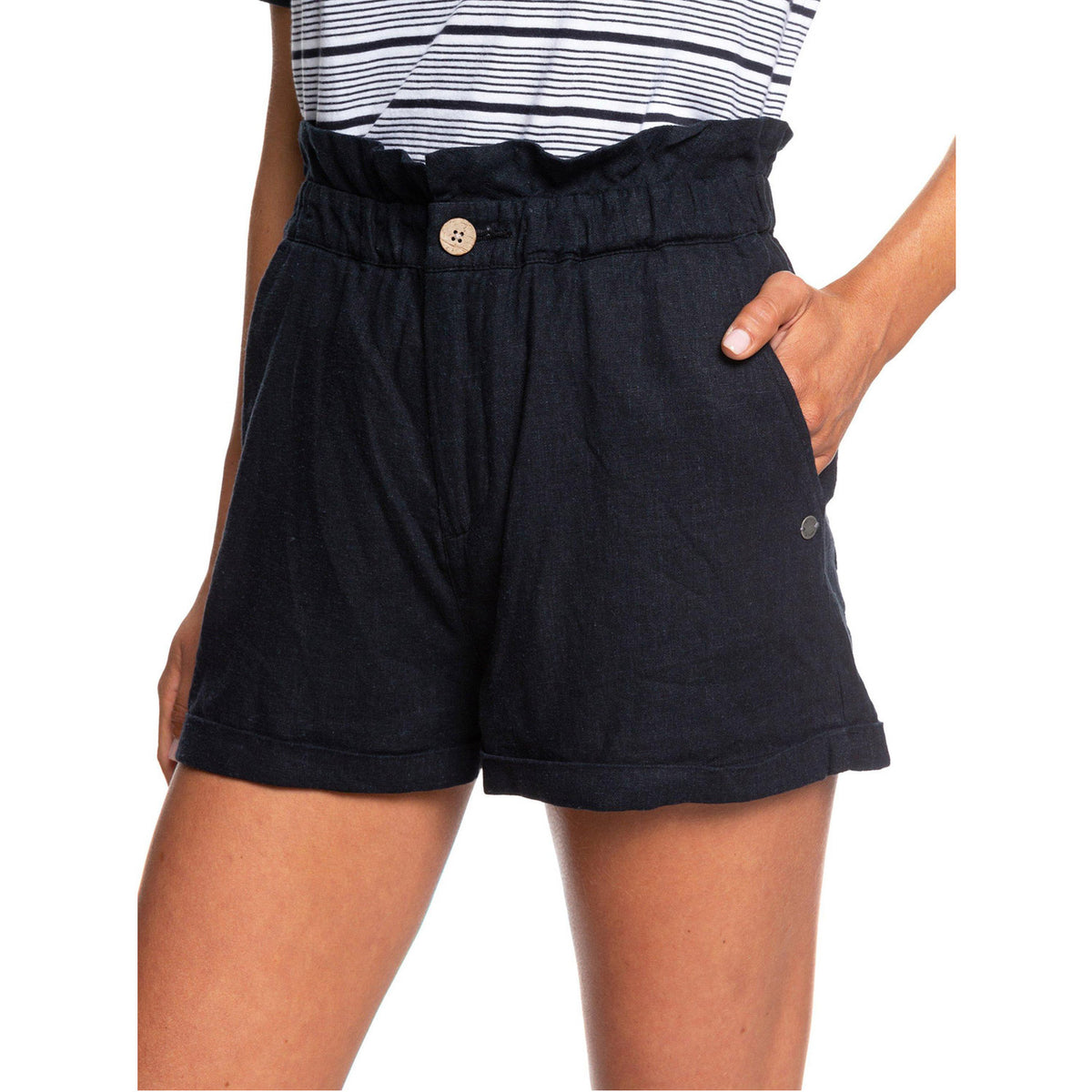 Roxy Playa Privada High Waist Linen Short True Black
