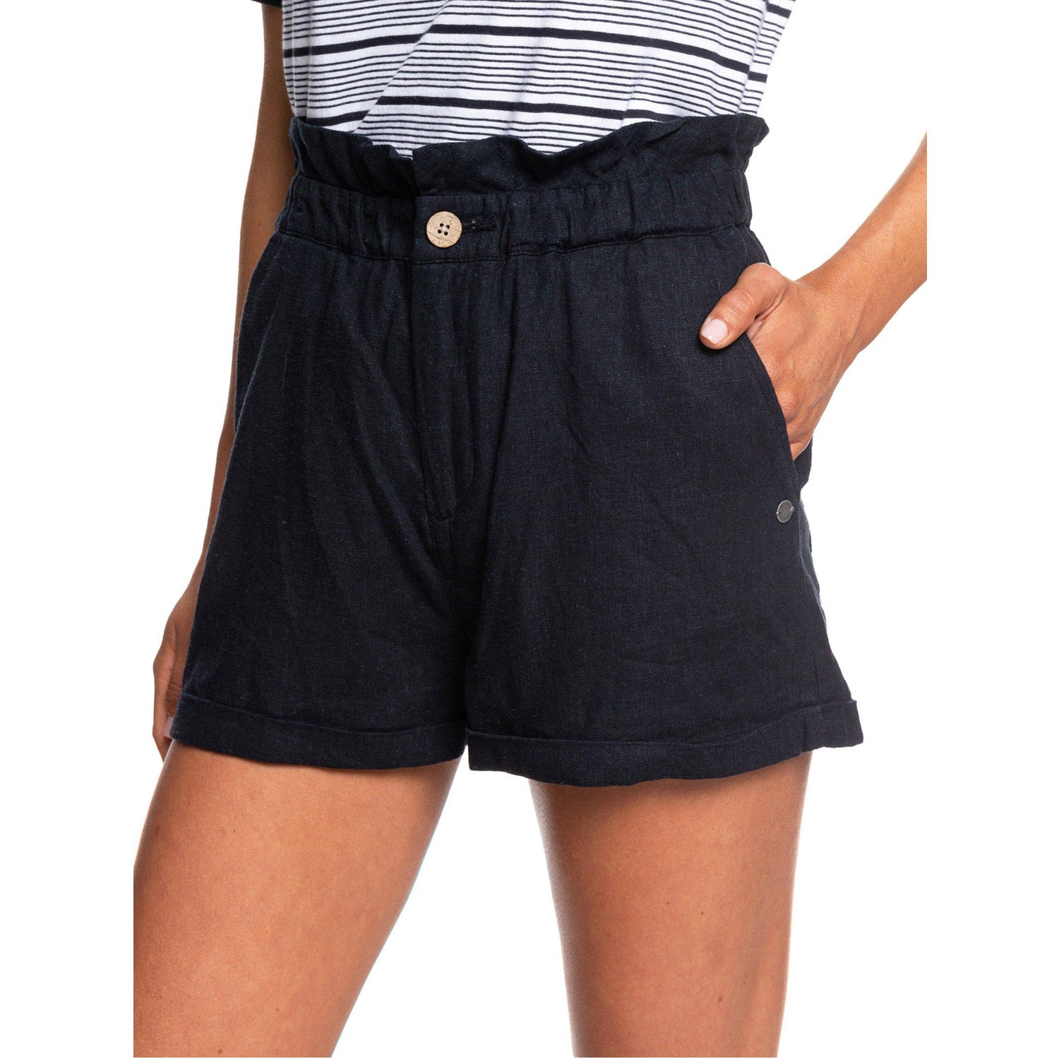 Roxy Playa Privada High Waist Linen Short True Black