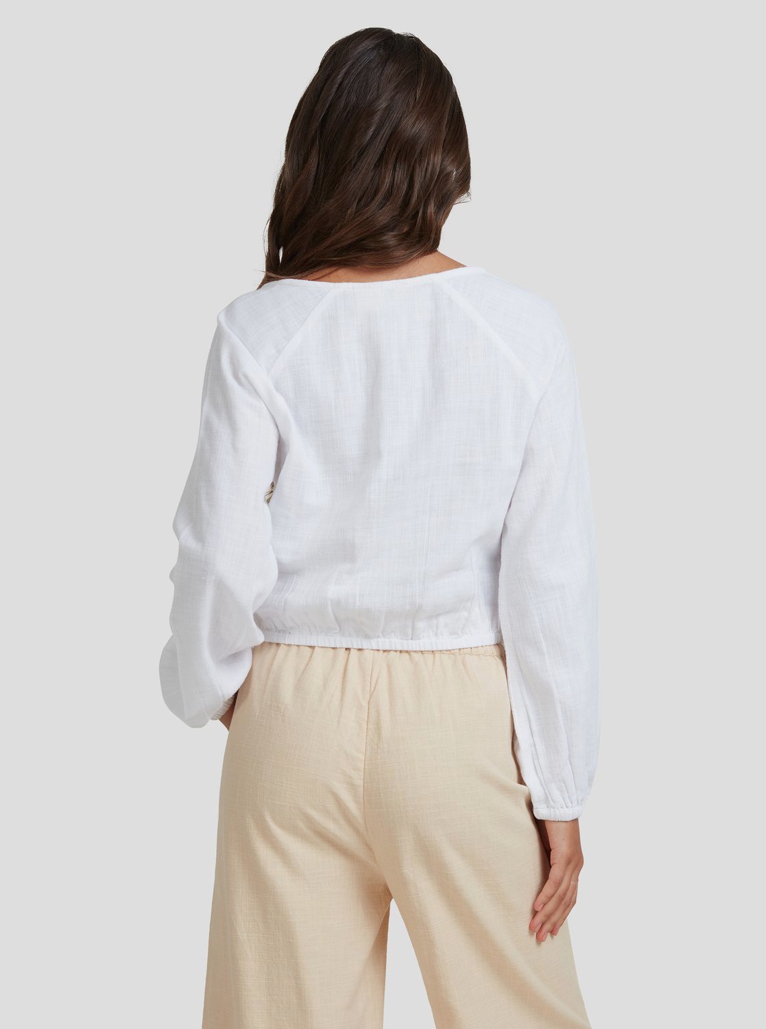 Roxy Womens Florence Long Sleeve Top Bright white