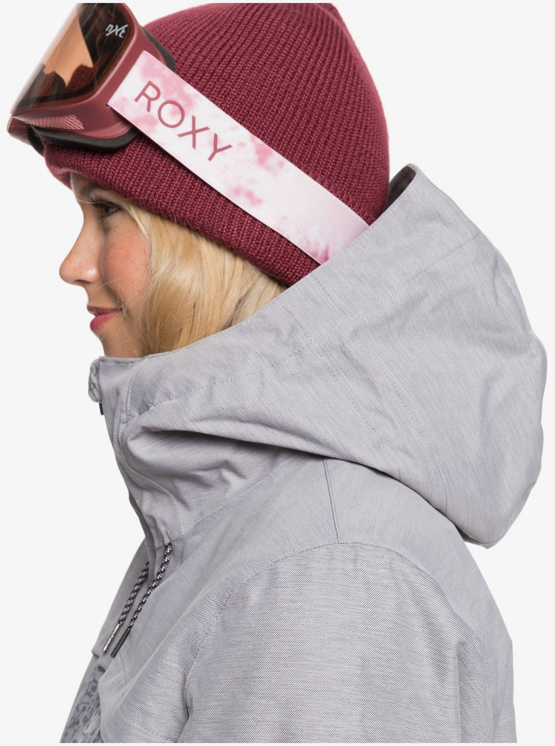 Roxy Womens Stated Parka Snow Jacket Heather grey blurry flowers