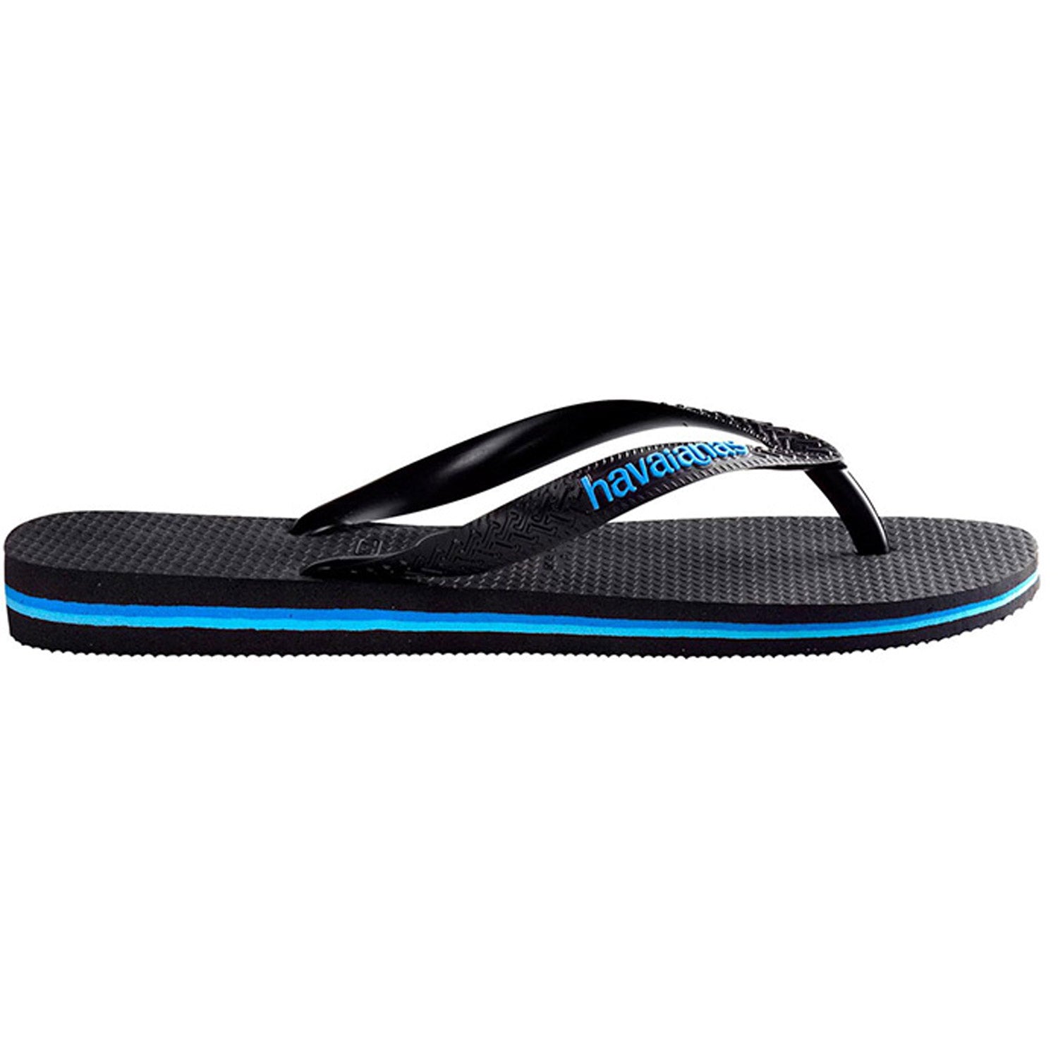 Rubber Logo Thongs Black Blue