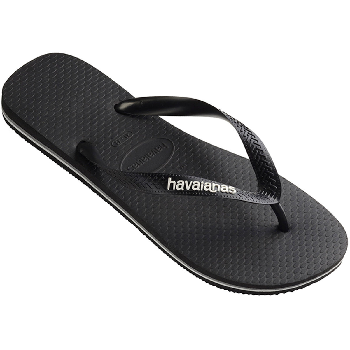 Rubber Logo Thongs Black Glacial White