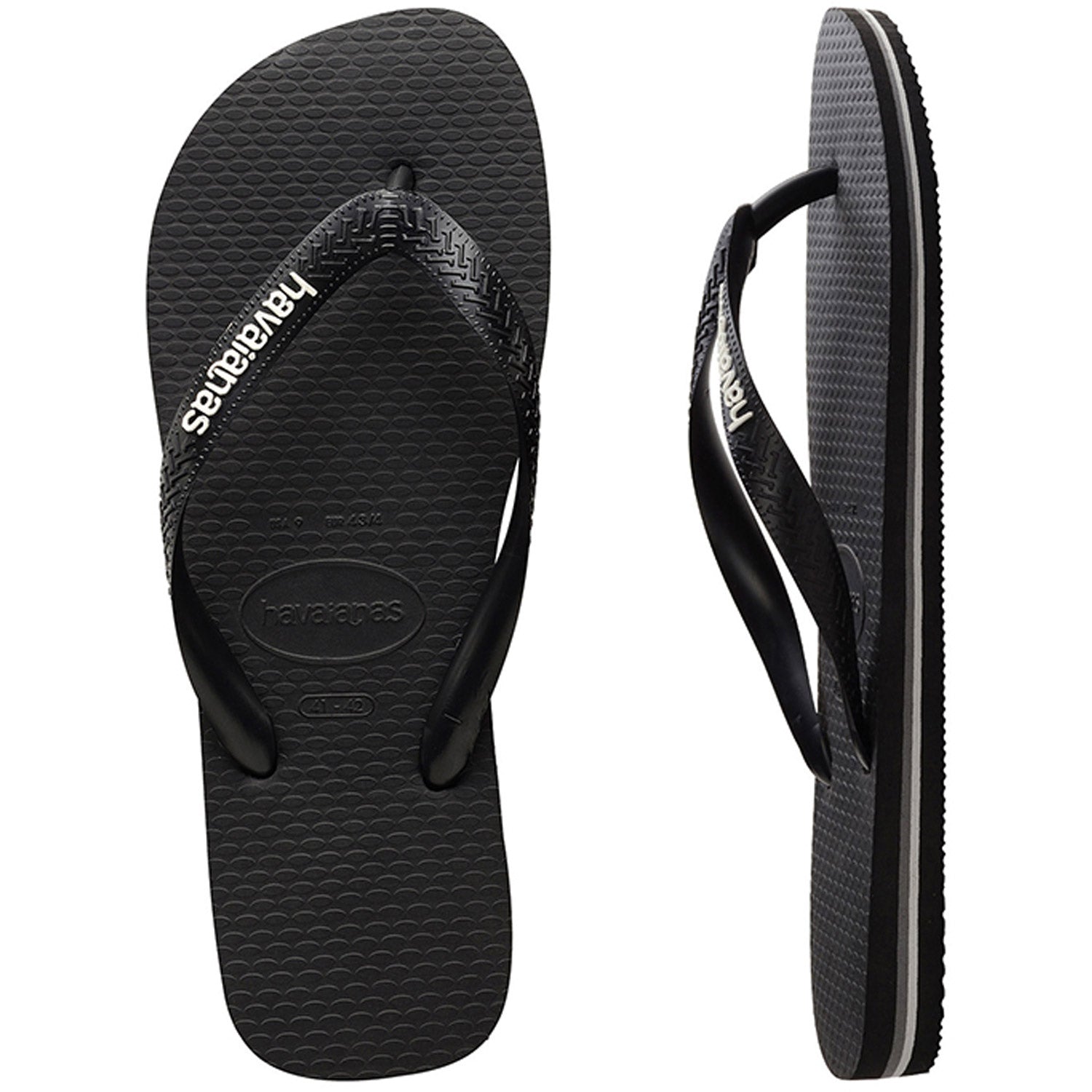 Rubber Logo Thongs Black Glacial White