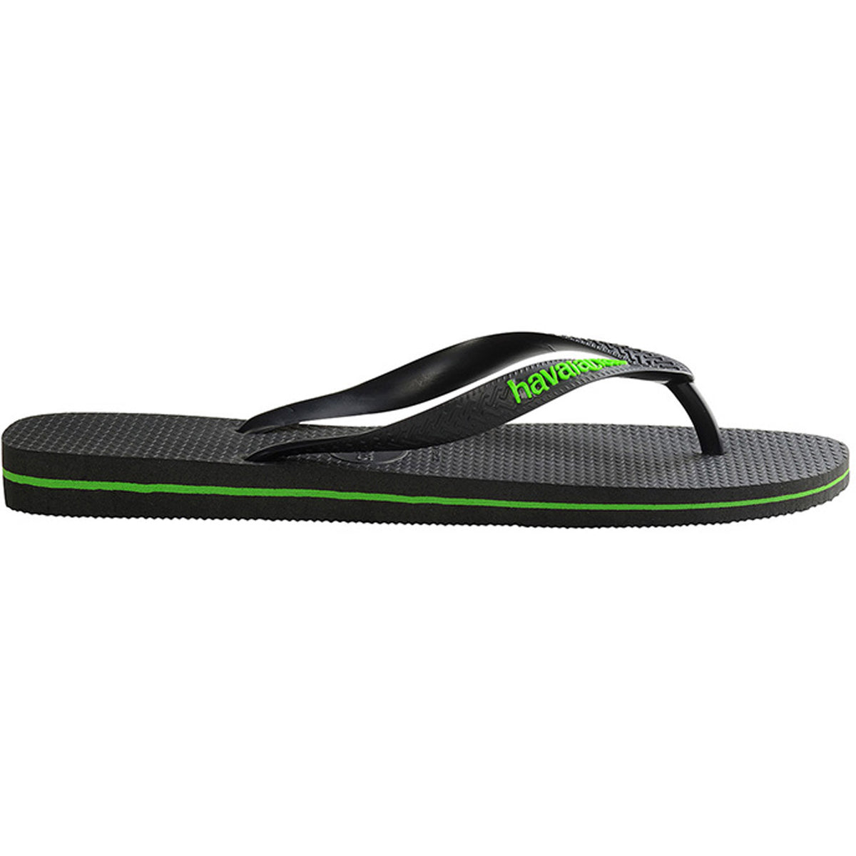 Rubber Logo Thongs Black Neon Green