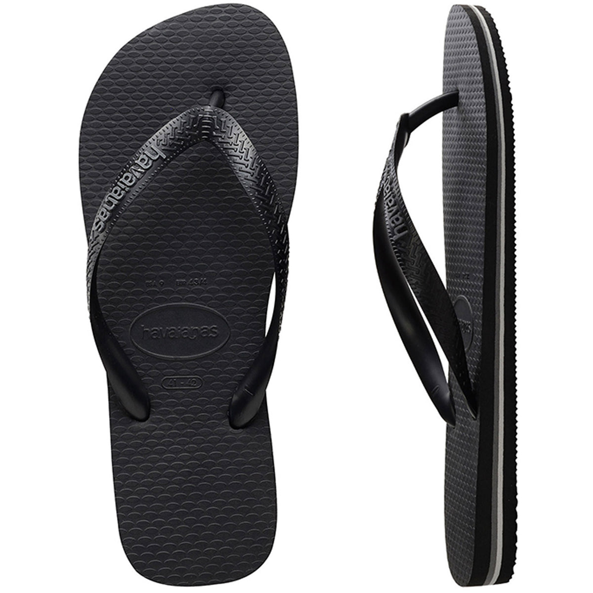 Rubber Logo Thongs Black Steel Grey
