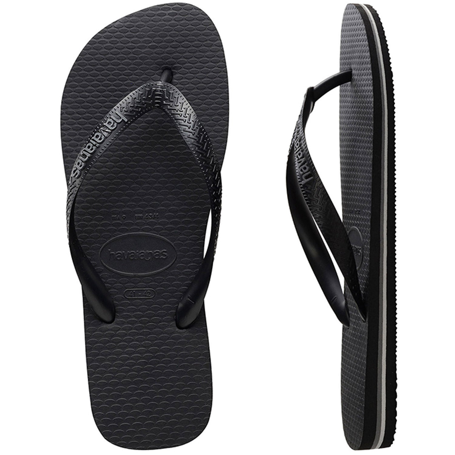 Rubber Logo Thongs Black Steel Grey