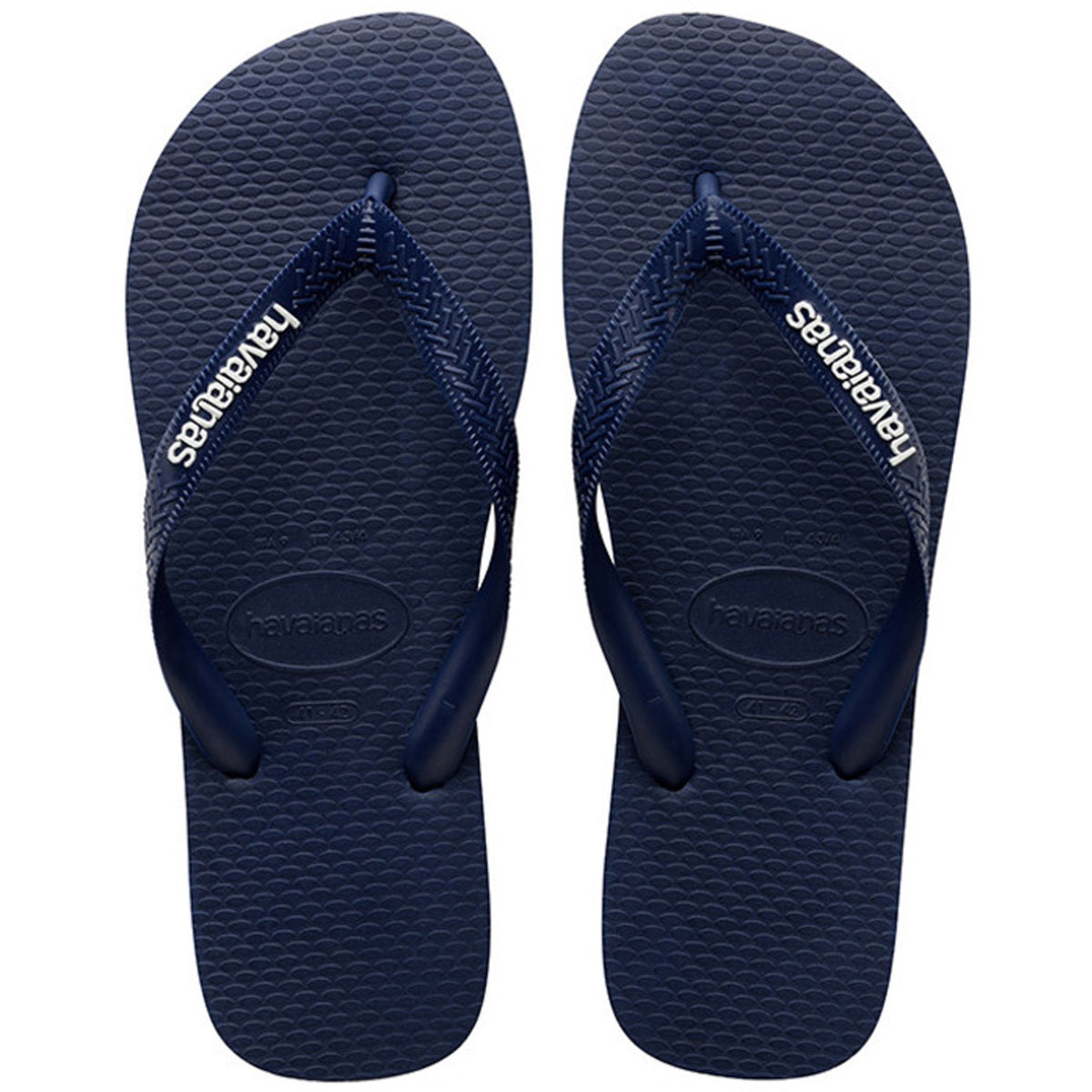 Rubber Logo Thongs Navy Blue White