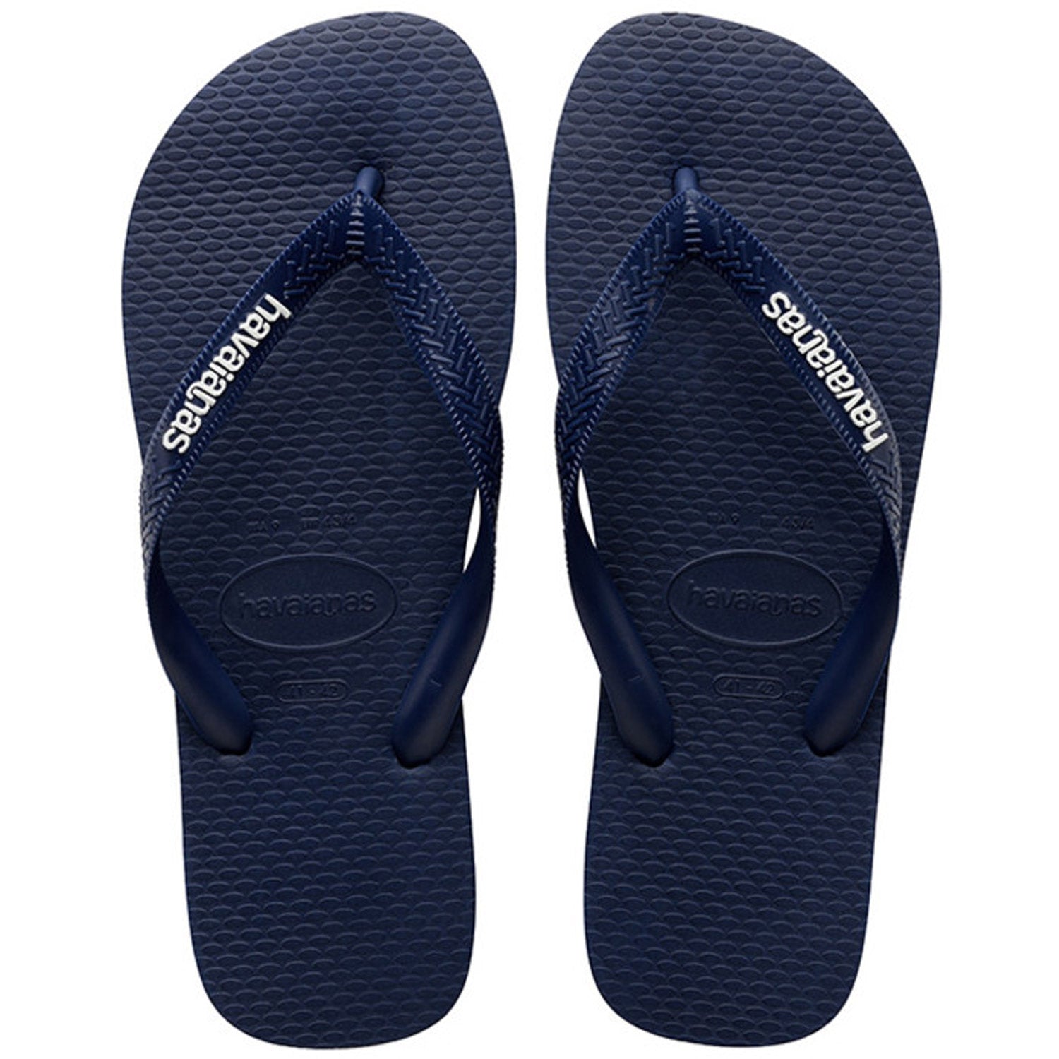 Rubber Logo Thongs Navy Blue White