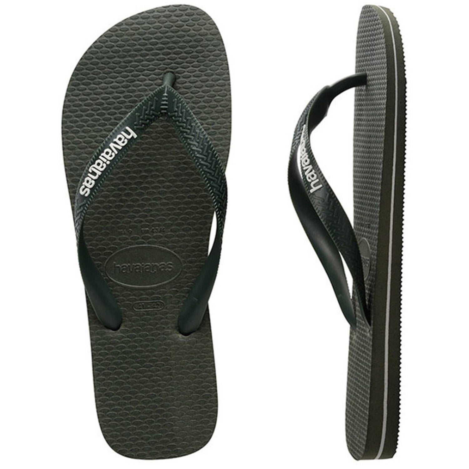 Rubber Logo Thongs Olive Green